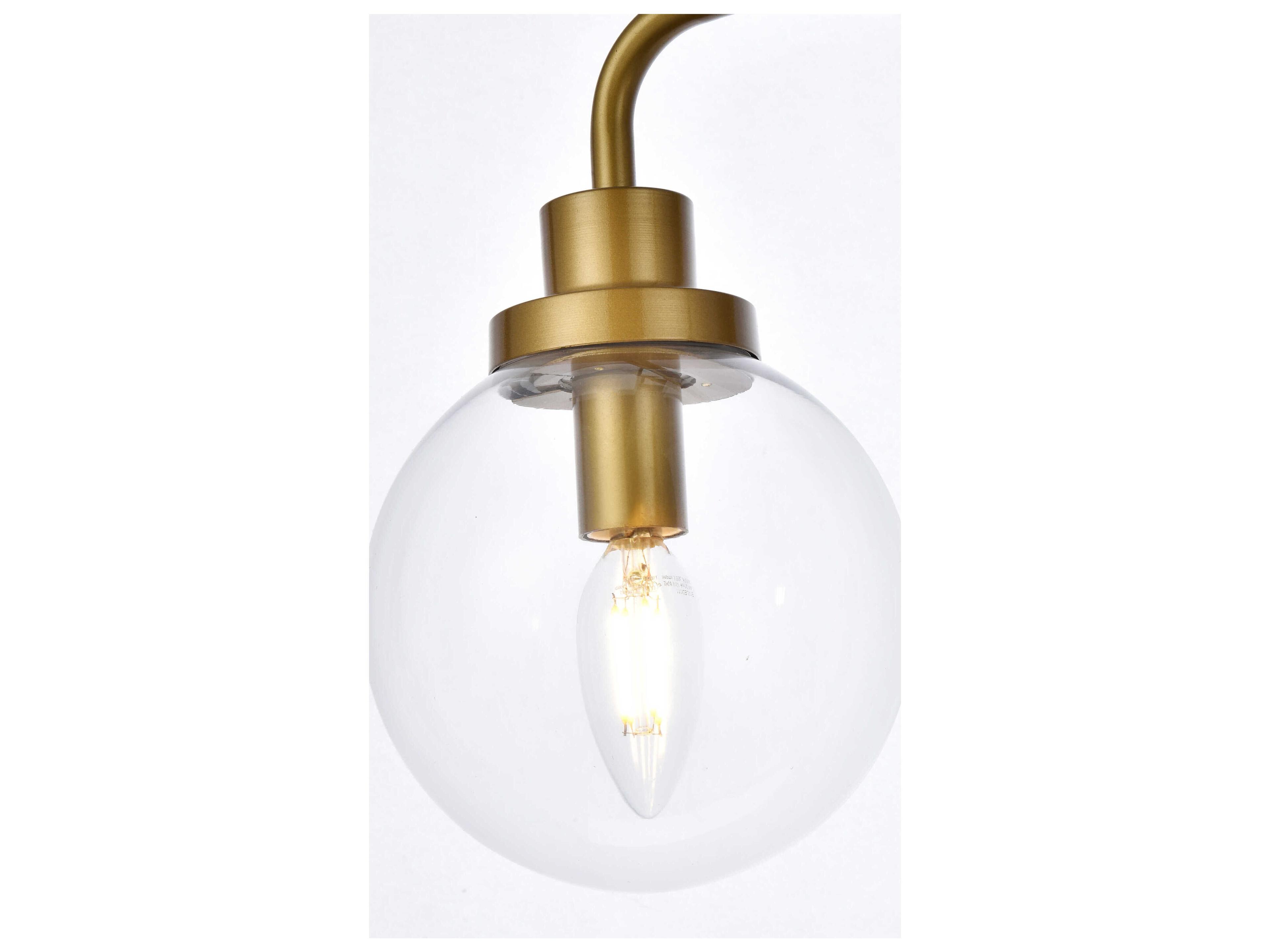 Elegant Lighting Hanson 3-Light Brass And Clear Shade Glass Vanity Light