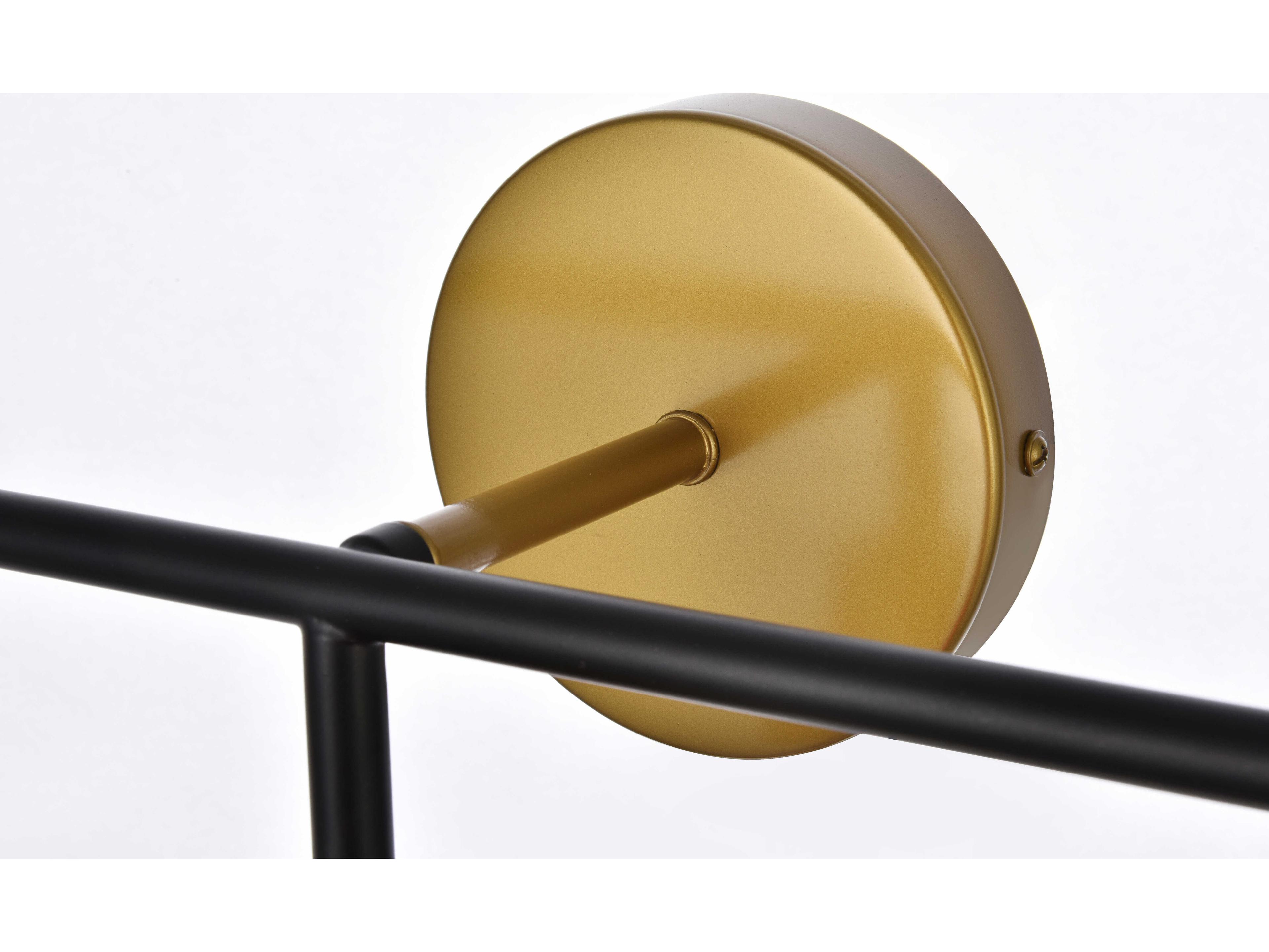 Elegant Lighting Hanson 3-Light Black And Brass Clear Shade Glass Vanity Light