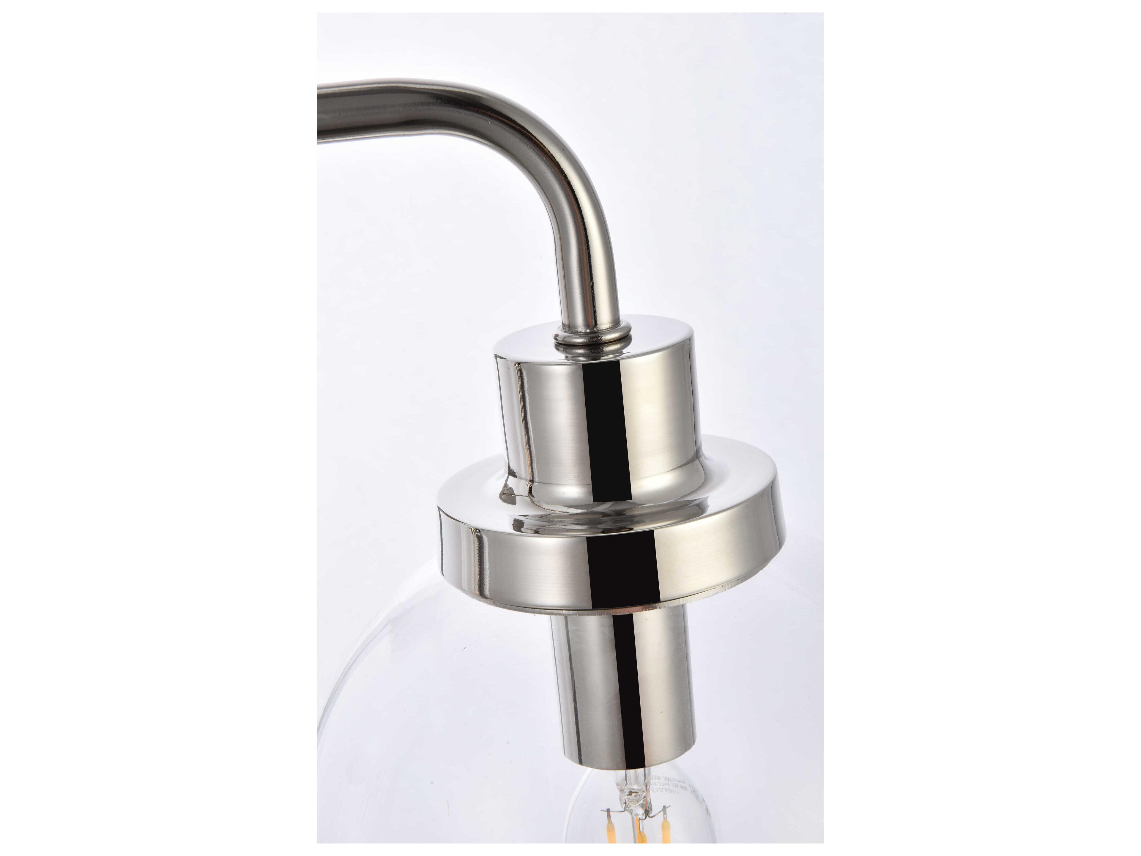 Elegant Lighting Hanson 3-Light Polished Nickel And Clear Shade Glass Vanity Light