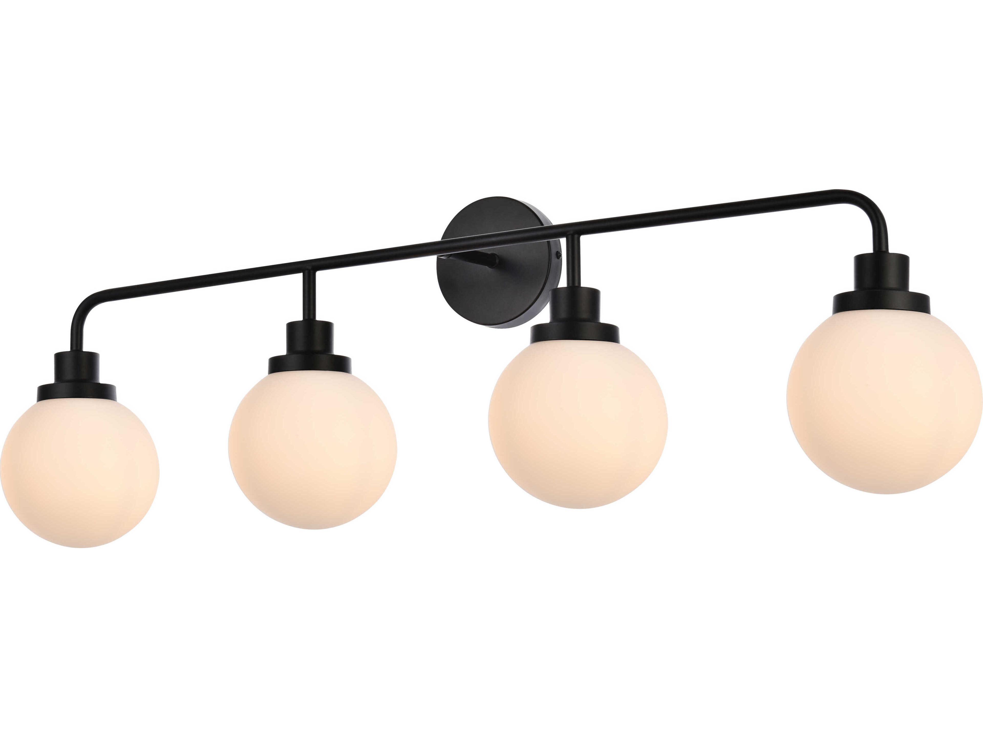 Elegant Lighting Hanson 4-Light Black And Frosted Shade Glass Vanity Light