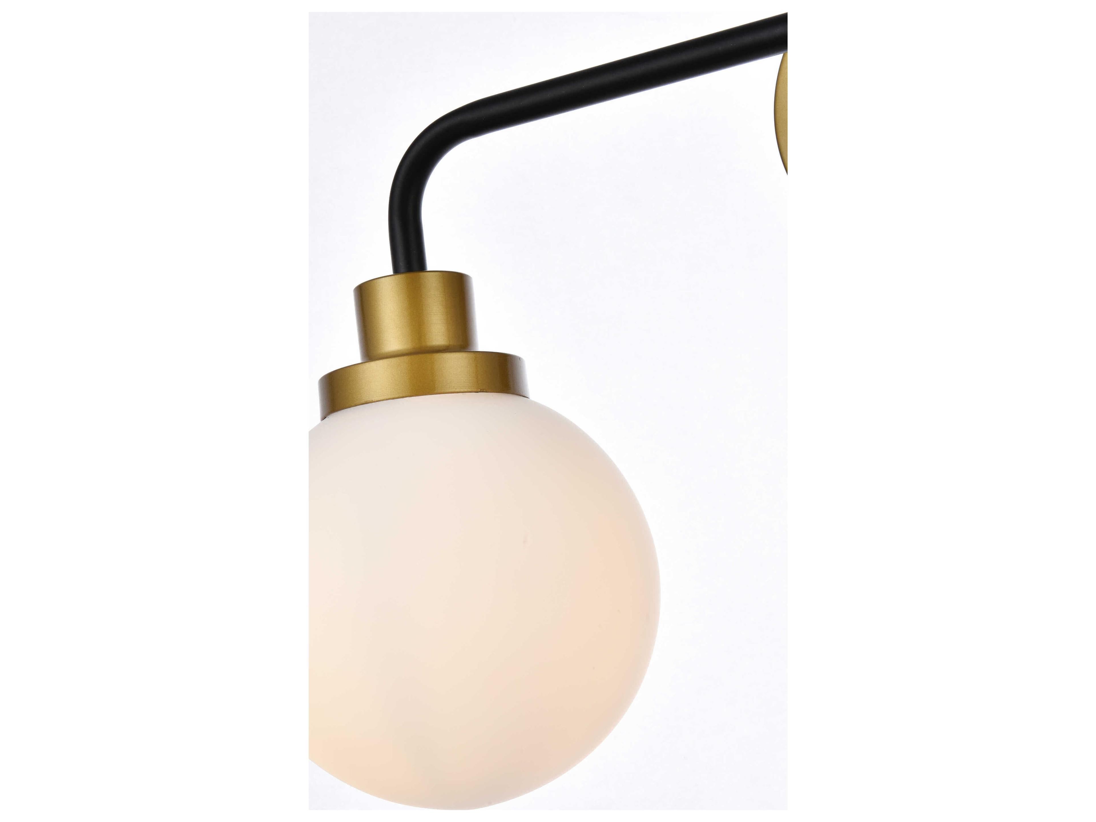 Elegant Lighting Hanson 4-Light Black And Brass Frosted Shade Glass Vanity Light