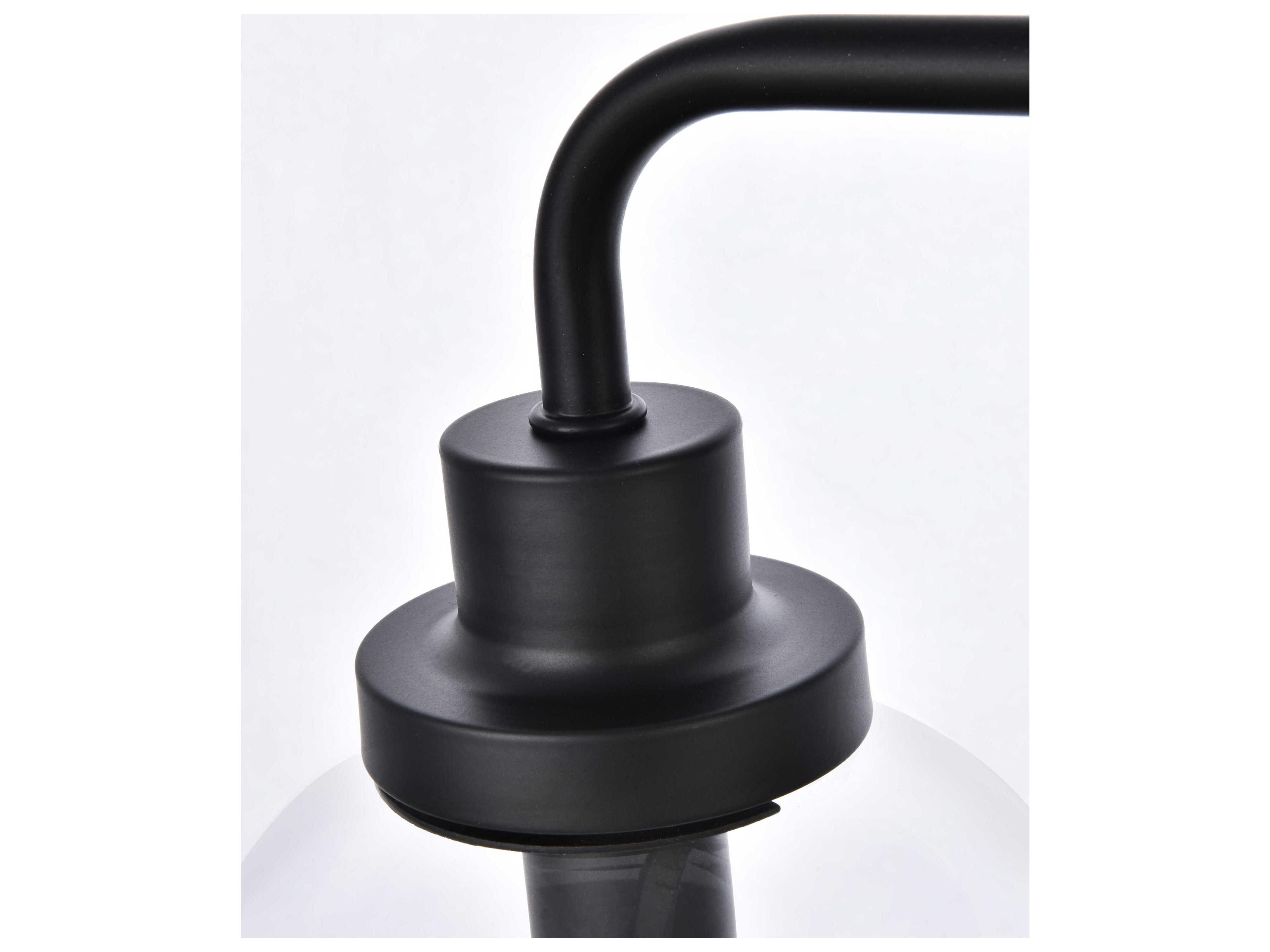 Elegant Lighting Hanson 4-Light Black And Clear Shade Glass Vanity Light