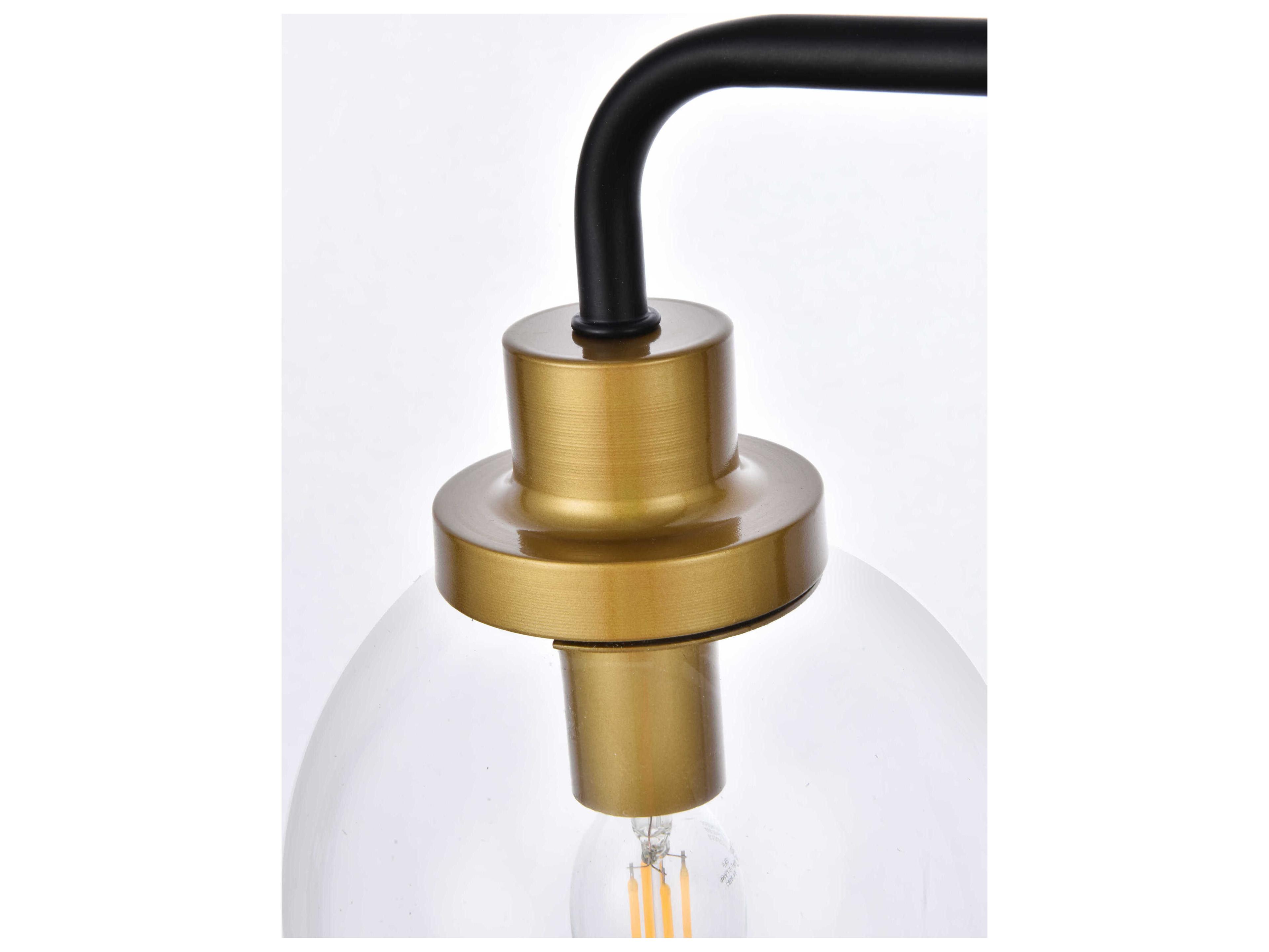 Elegant Lighting Hanson 4-Light Black And Brass Clear Shade Glass Vanity Light