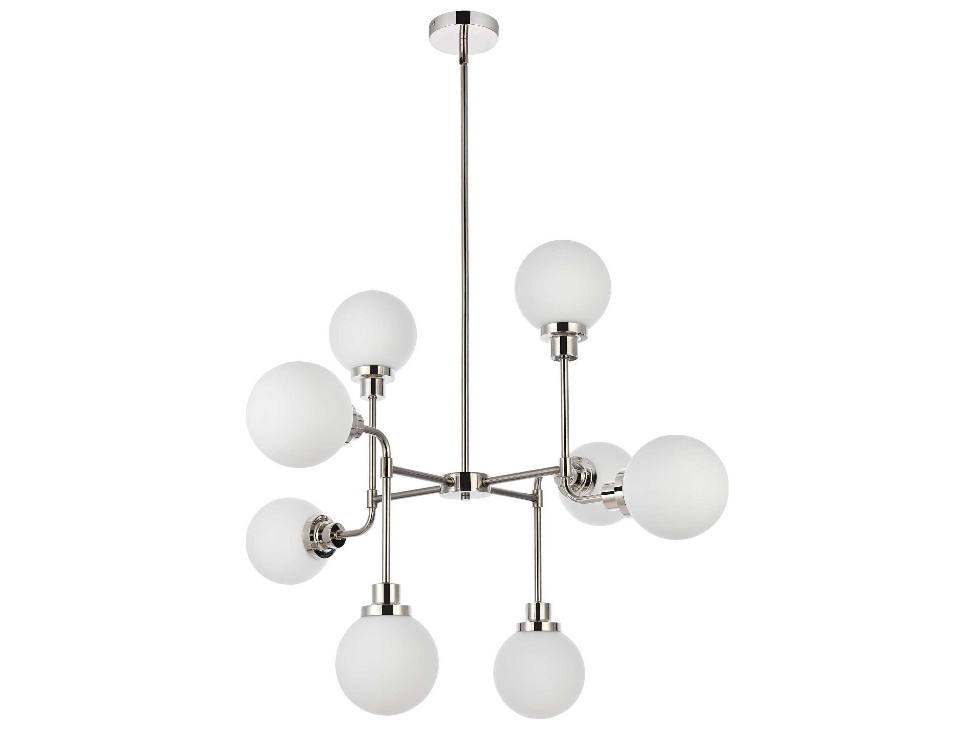 Elegant Lighting Hanson 8-Light Polished Nickel Glass Globe Chandelier