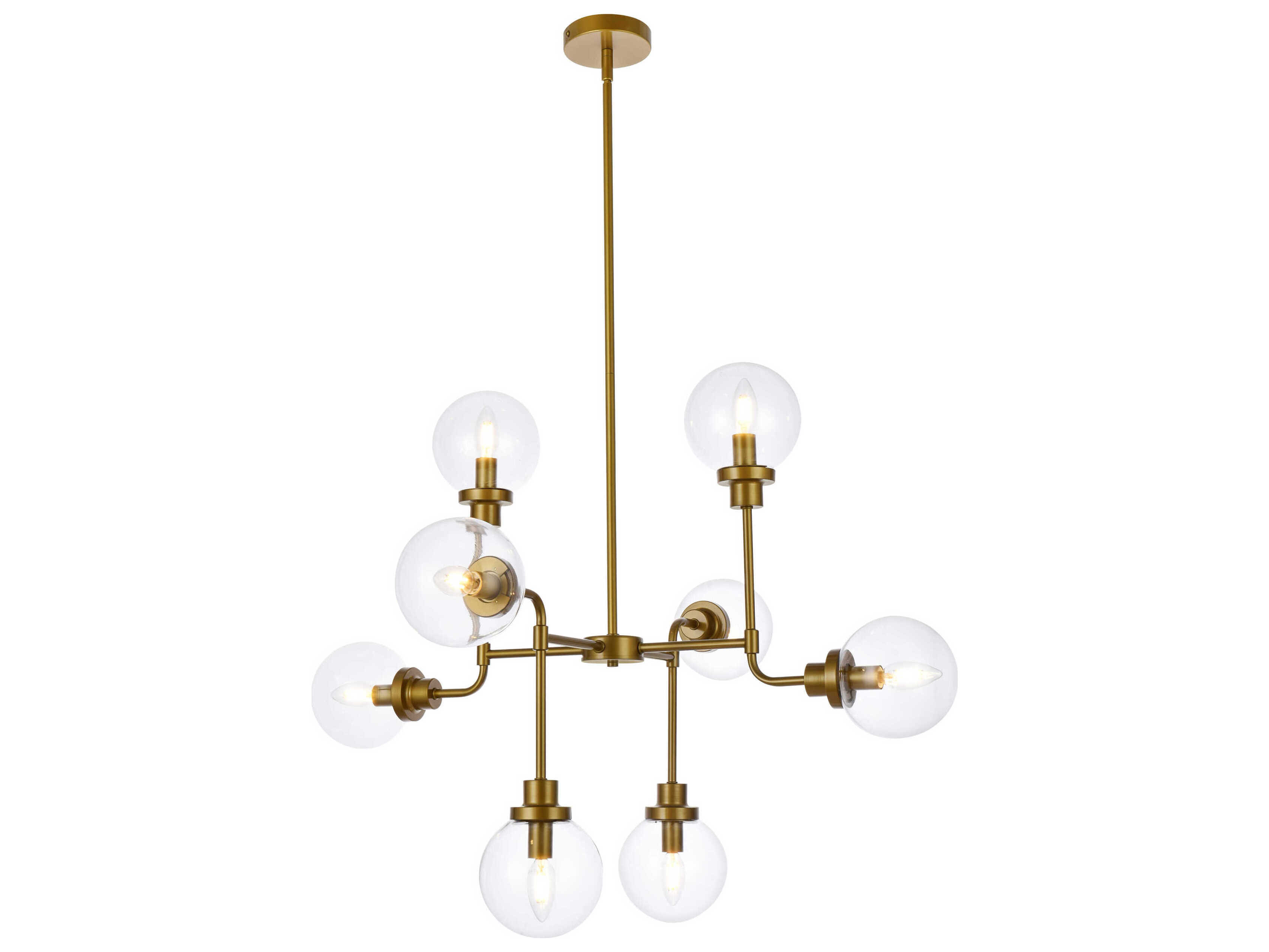 Elegant Lighting Hanson 8-Light Brass And Clear Shade Glass Globe Chandelier