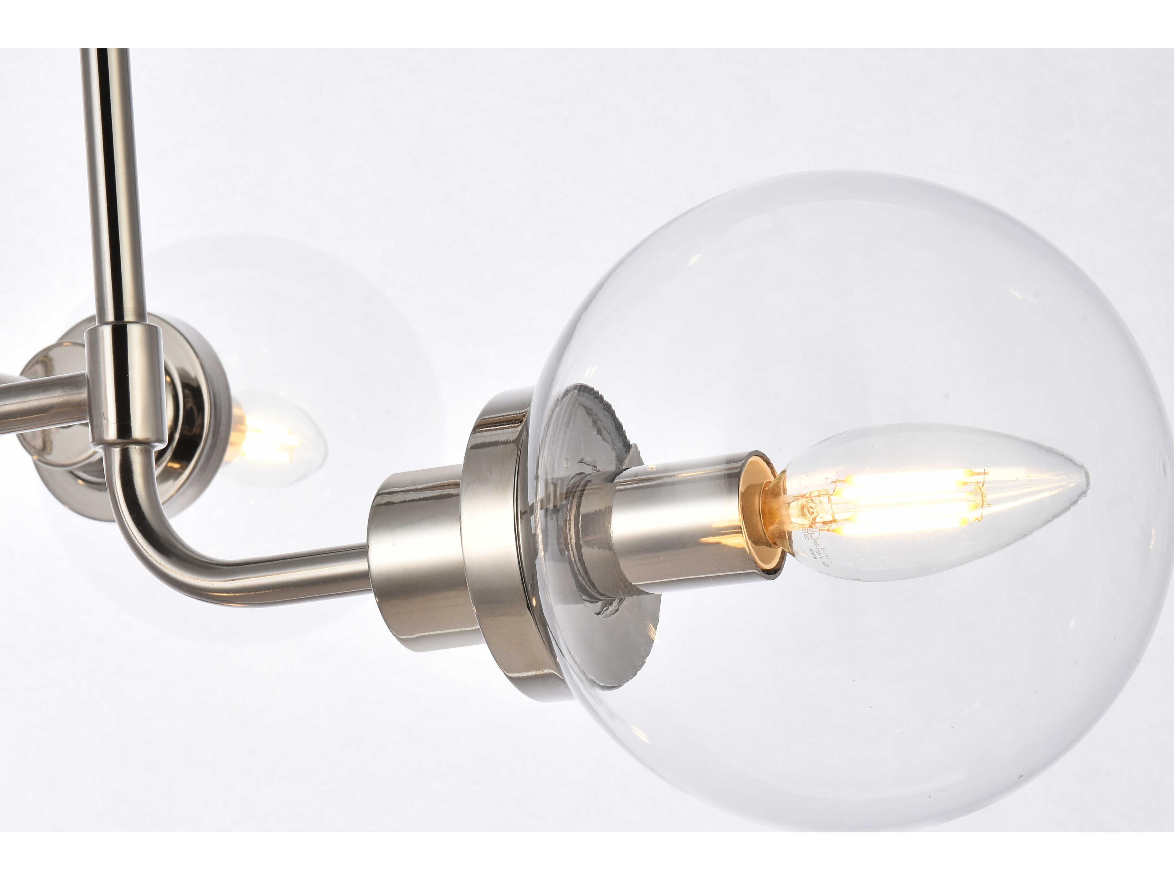 Elegant Lighting Hanson 8-Light Polished Nickel And Clear Shade Glass Globe Chandelier