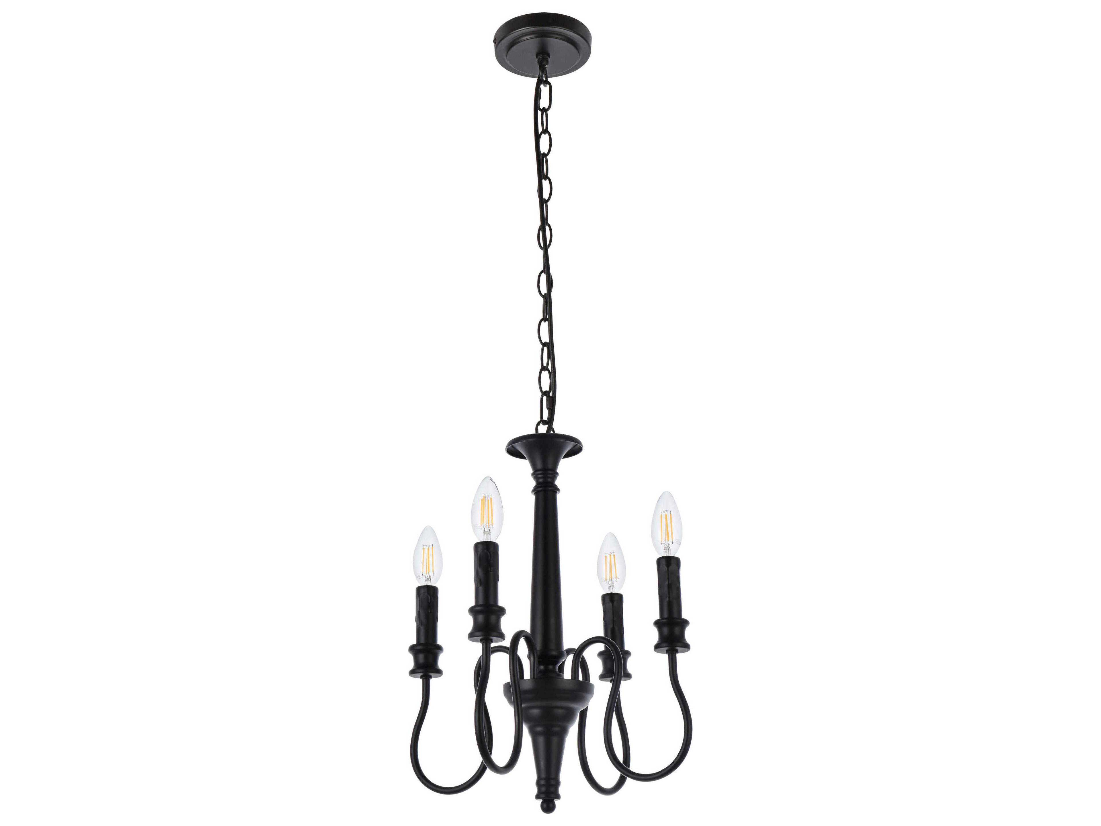Elegant Lighting Flynx 4-Light Black Chandelier
