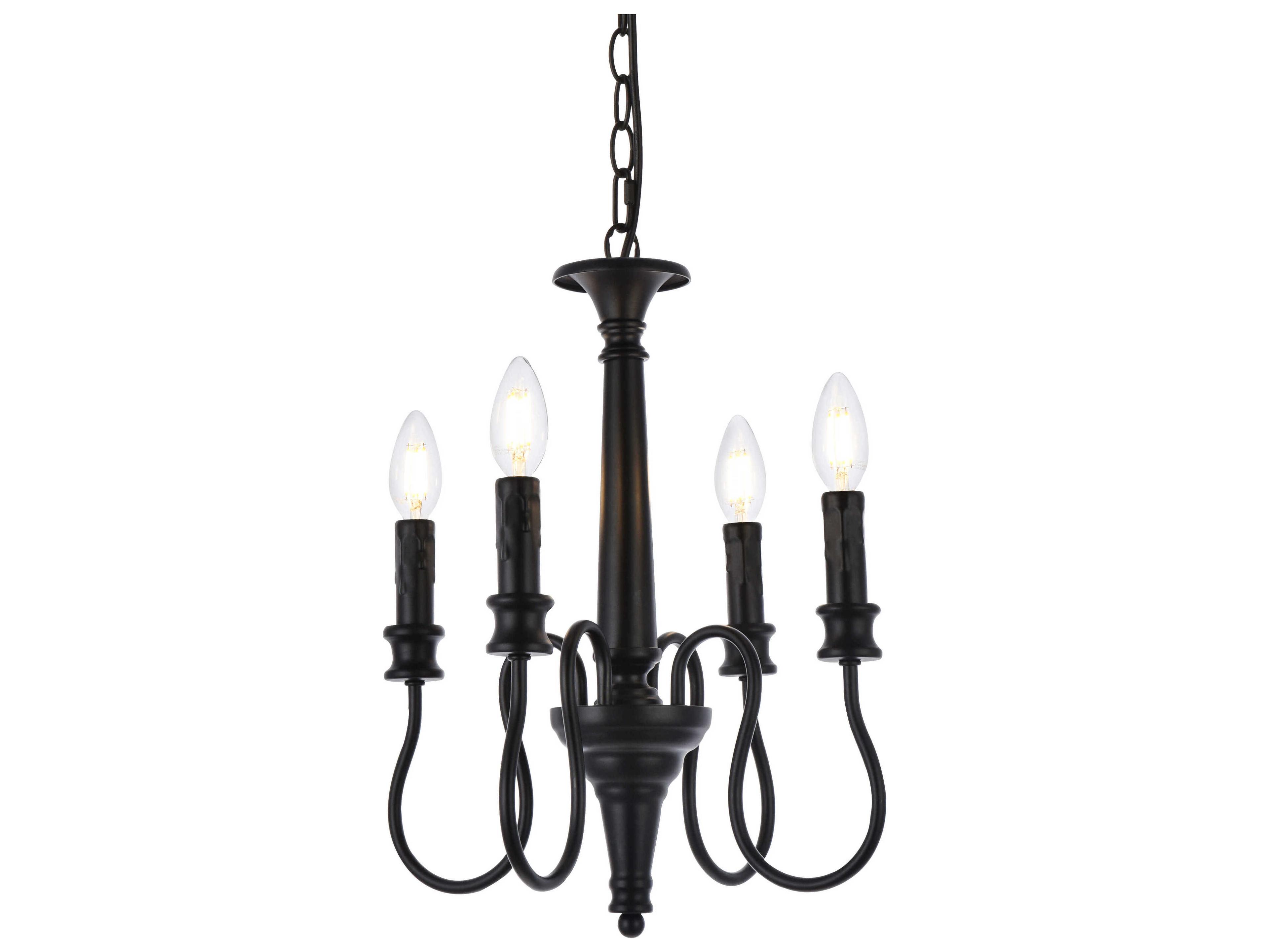 Elegant Lighting Flynx 4-Light Black Chandelier