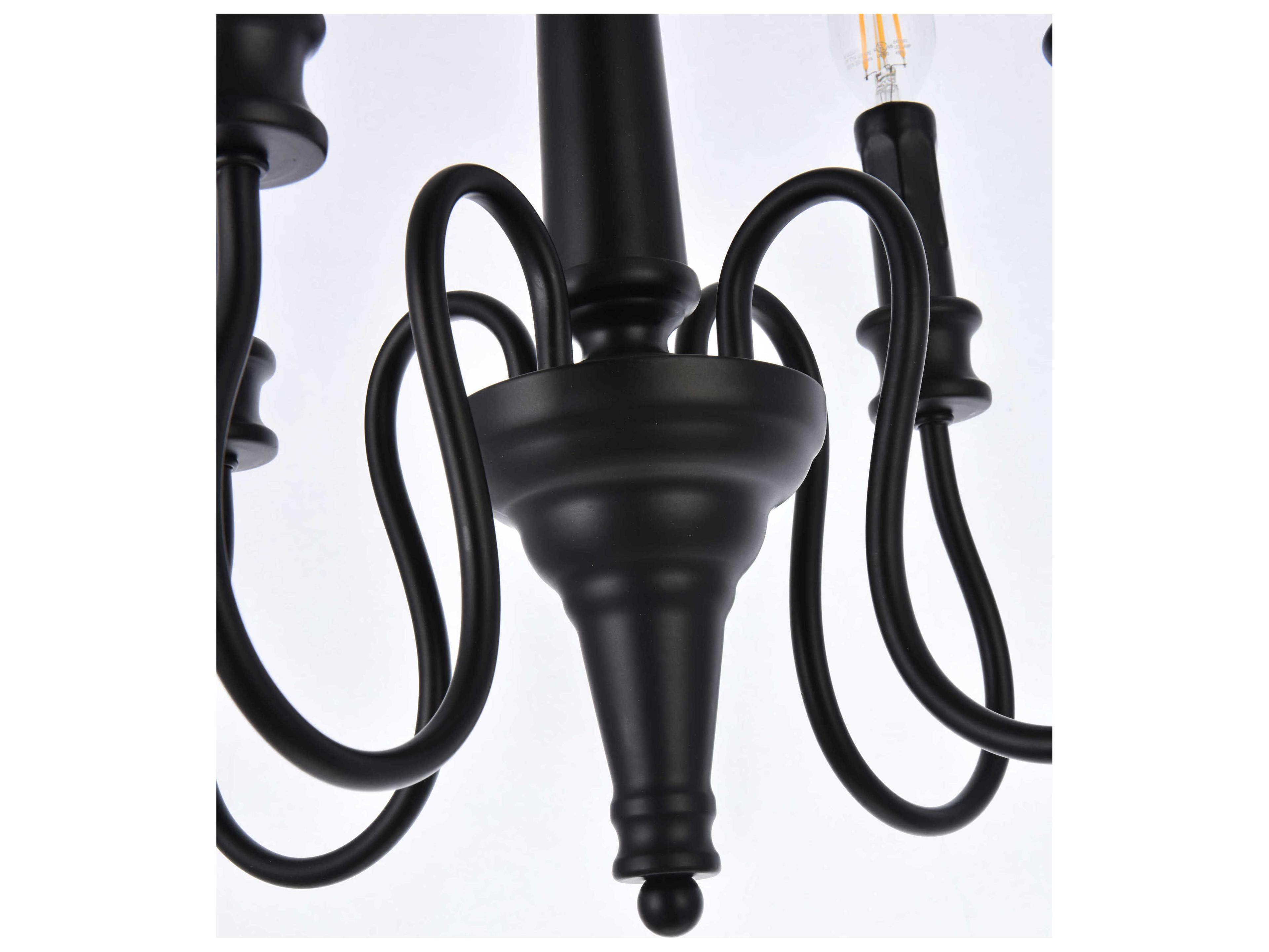 Elegant Lighting Flynx 4-Light Black Chandelier