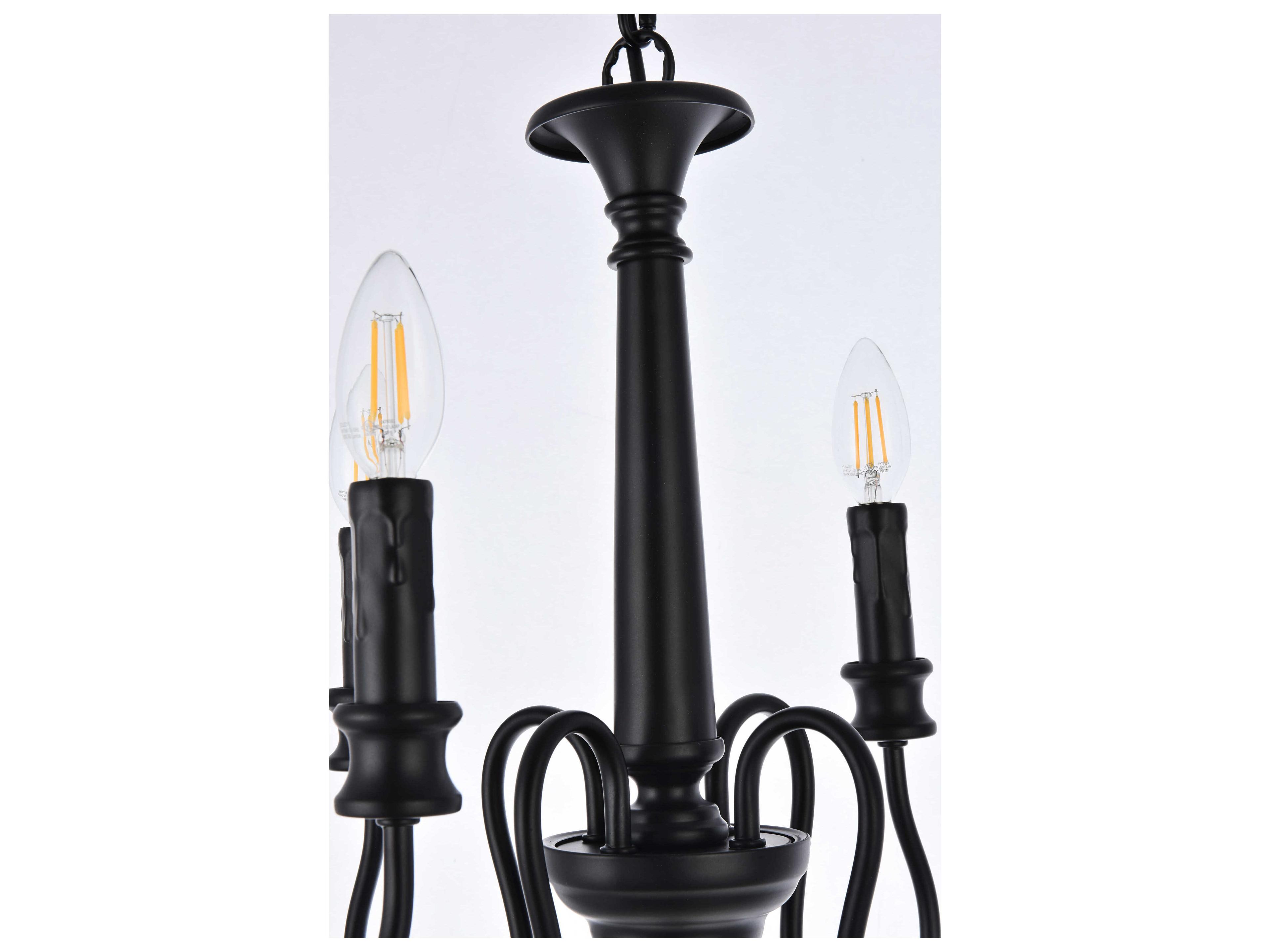 Elegant Lighting Flynx 4-Light Black Chandelier