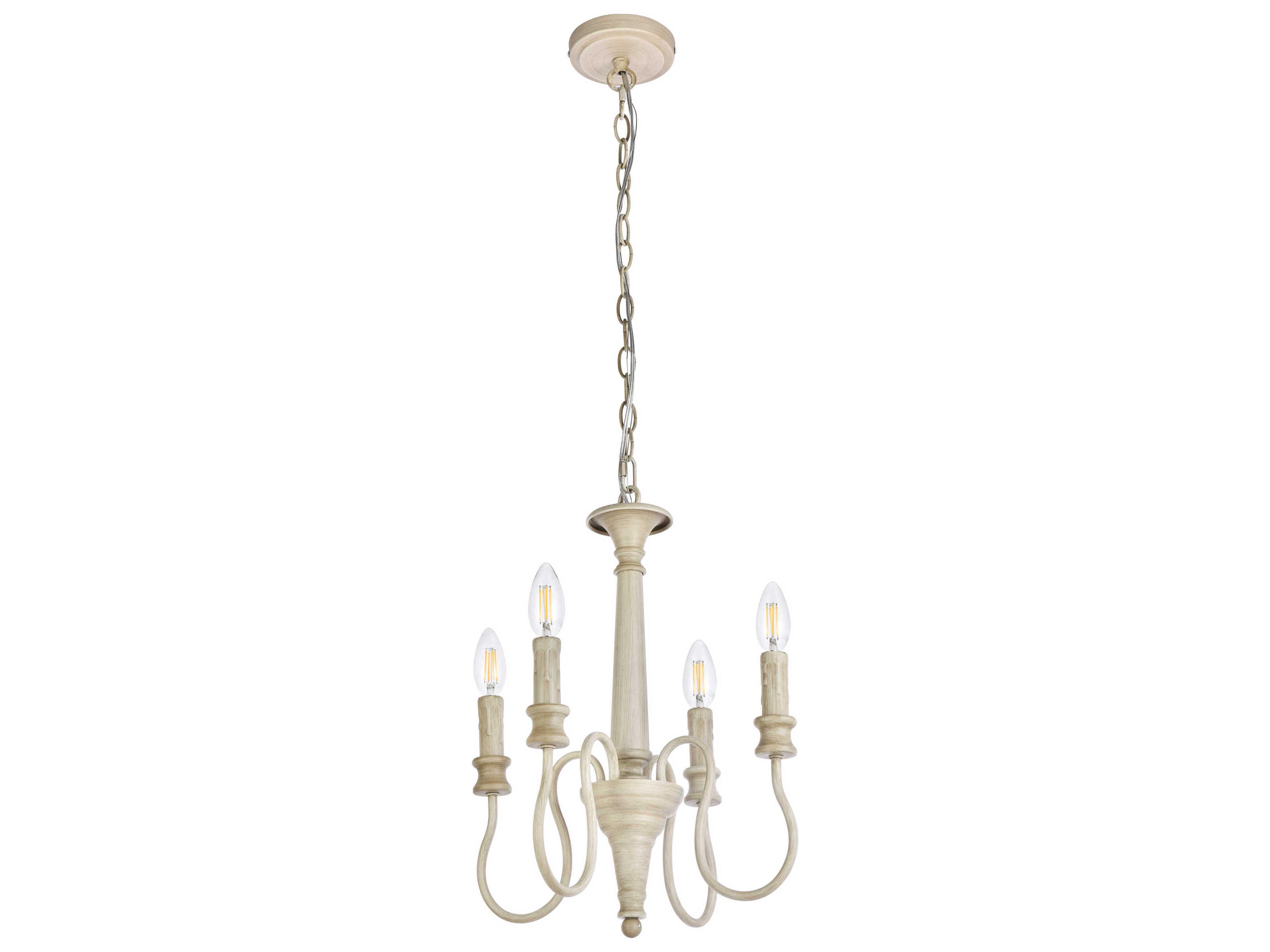 Elegant Lighting Flynx 4-Light Weathered Dove White Chandelier