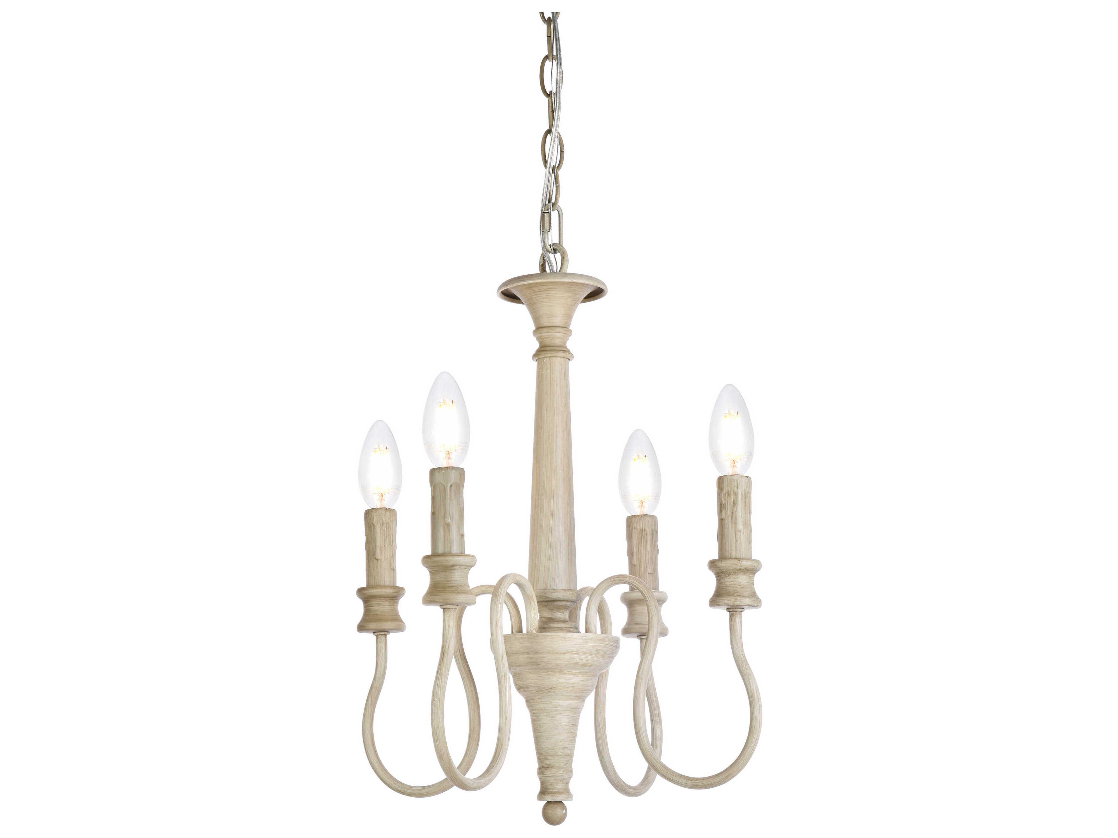 Elegant Lighting Flynx 4-Light Weathered Dove White Chandelier