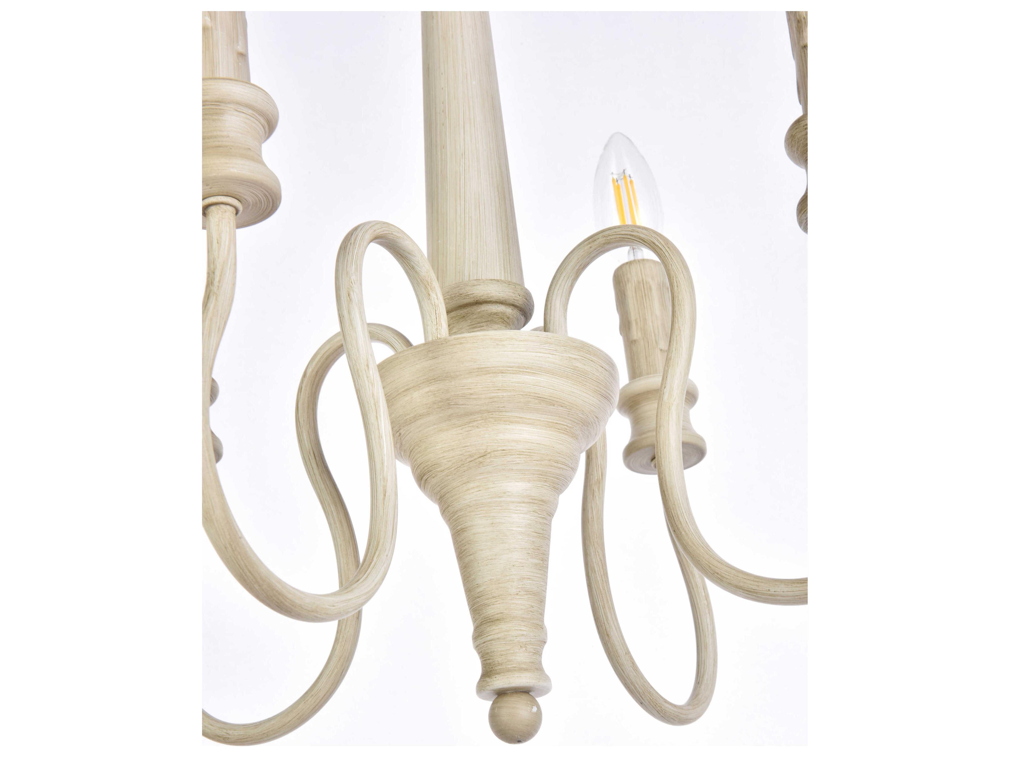 Elegant Lighting Flynx 4-Light Weathered Dove White Chandelier