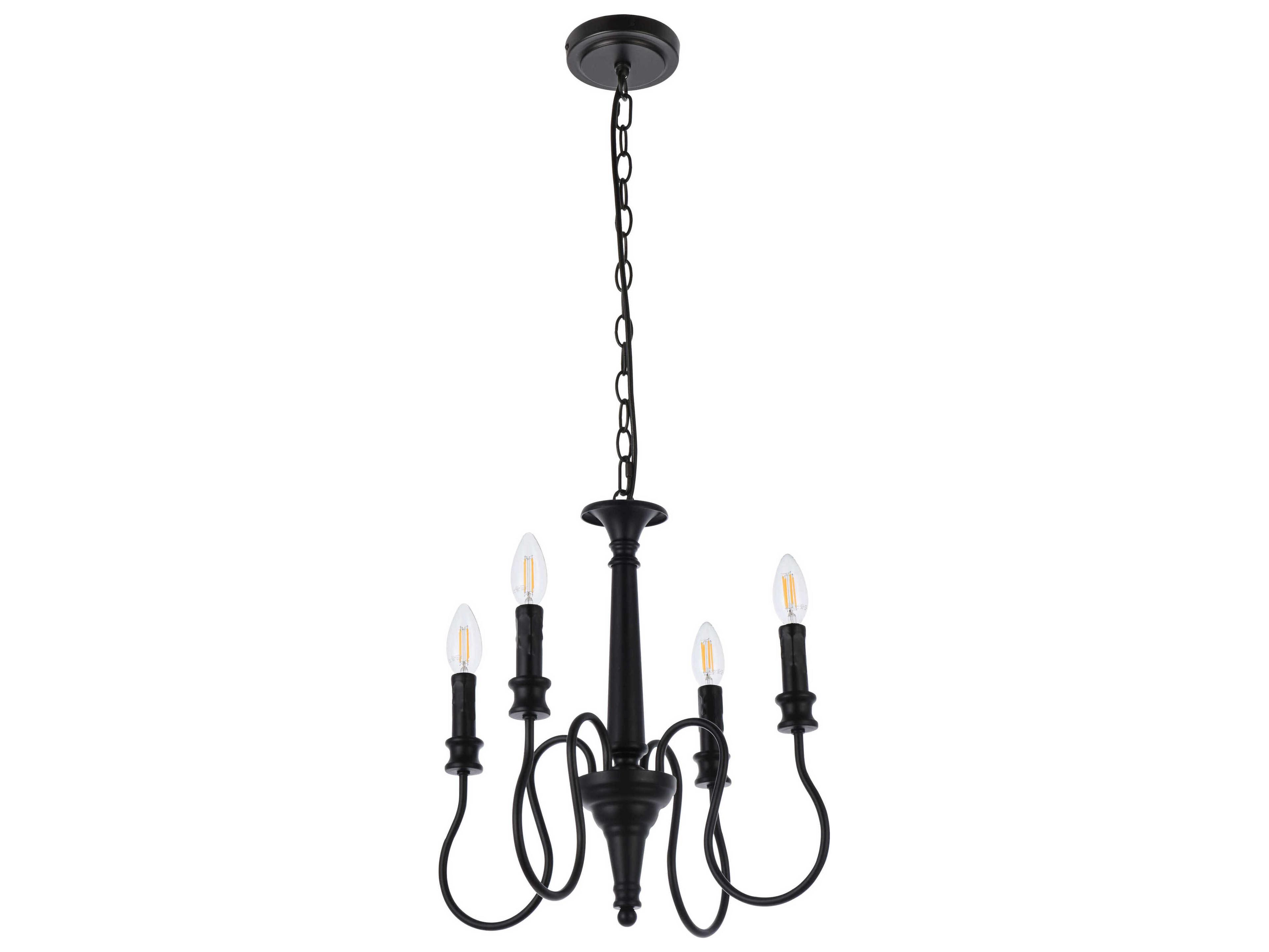 Elegant Lighting Flynx 4-Light Black Chandelier