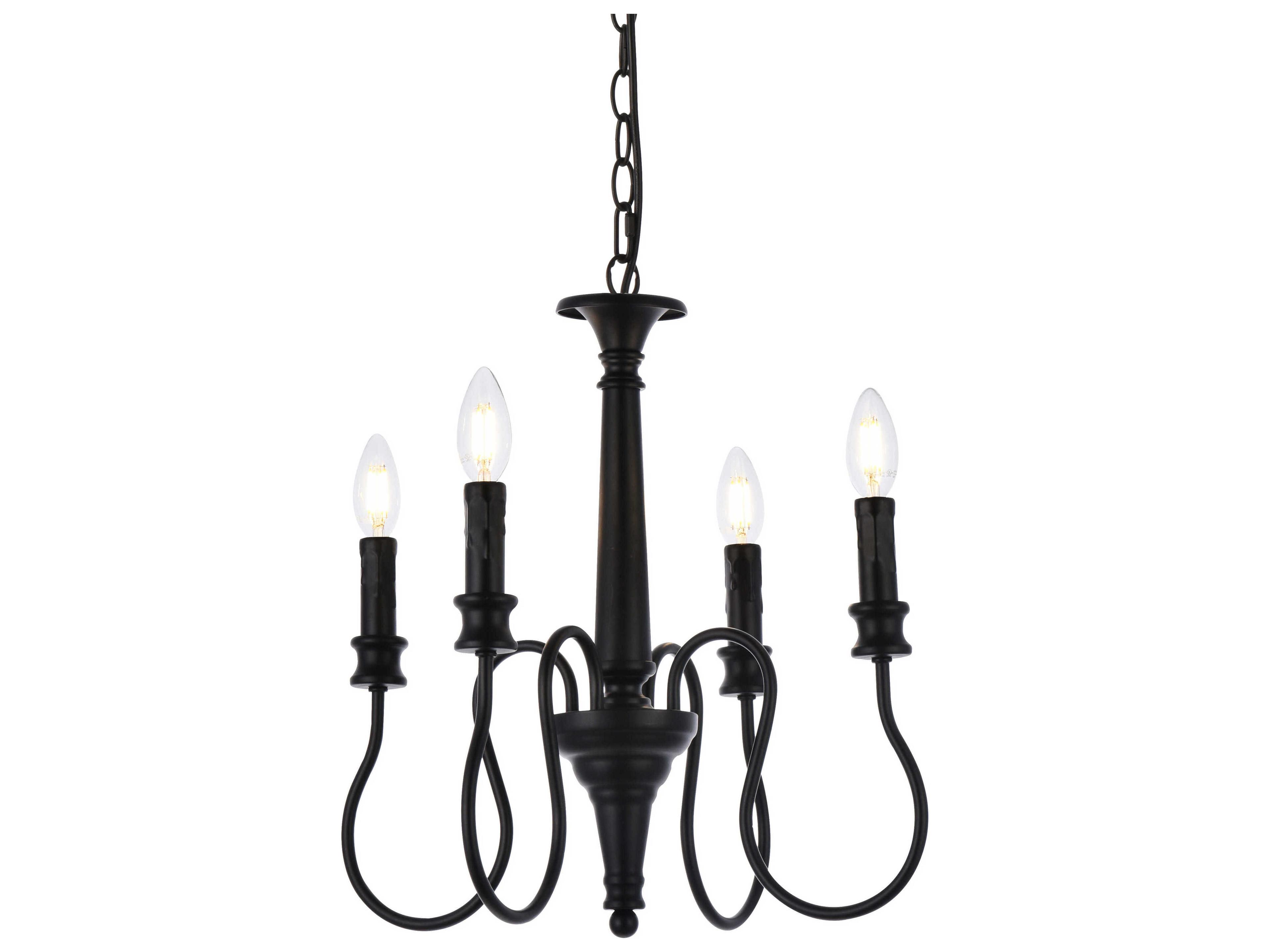 Elegant Lighting Flynx 4-Light Black Chandelier