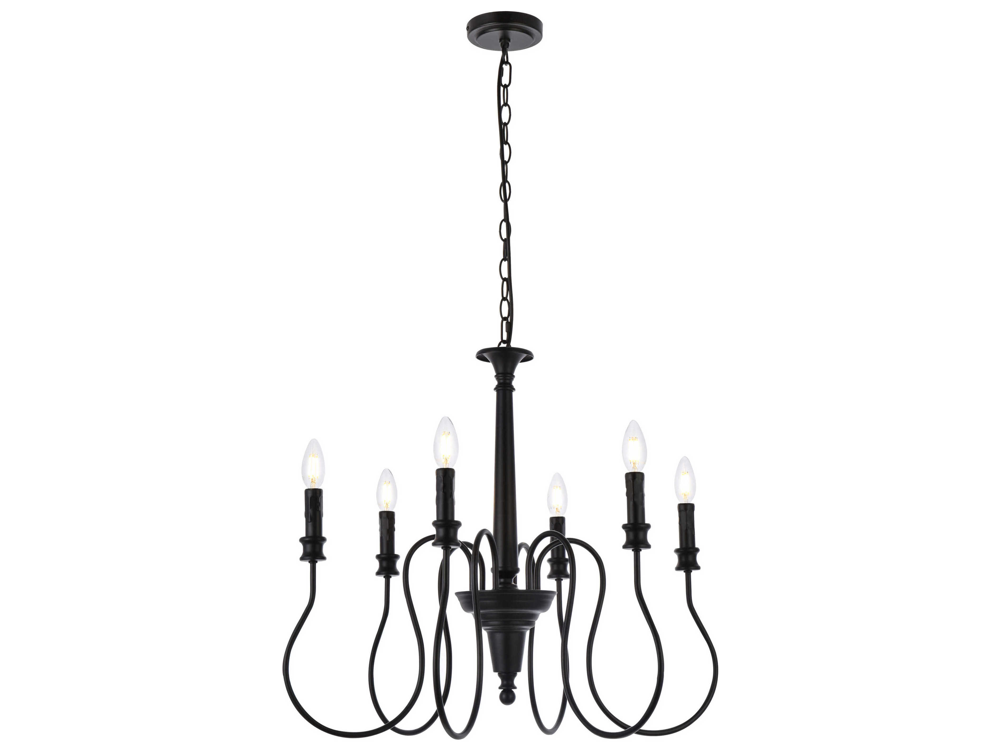 Elegant Lighting Flynx 6-Light Black Chandelier