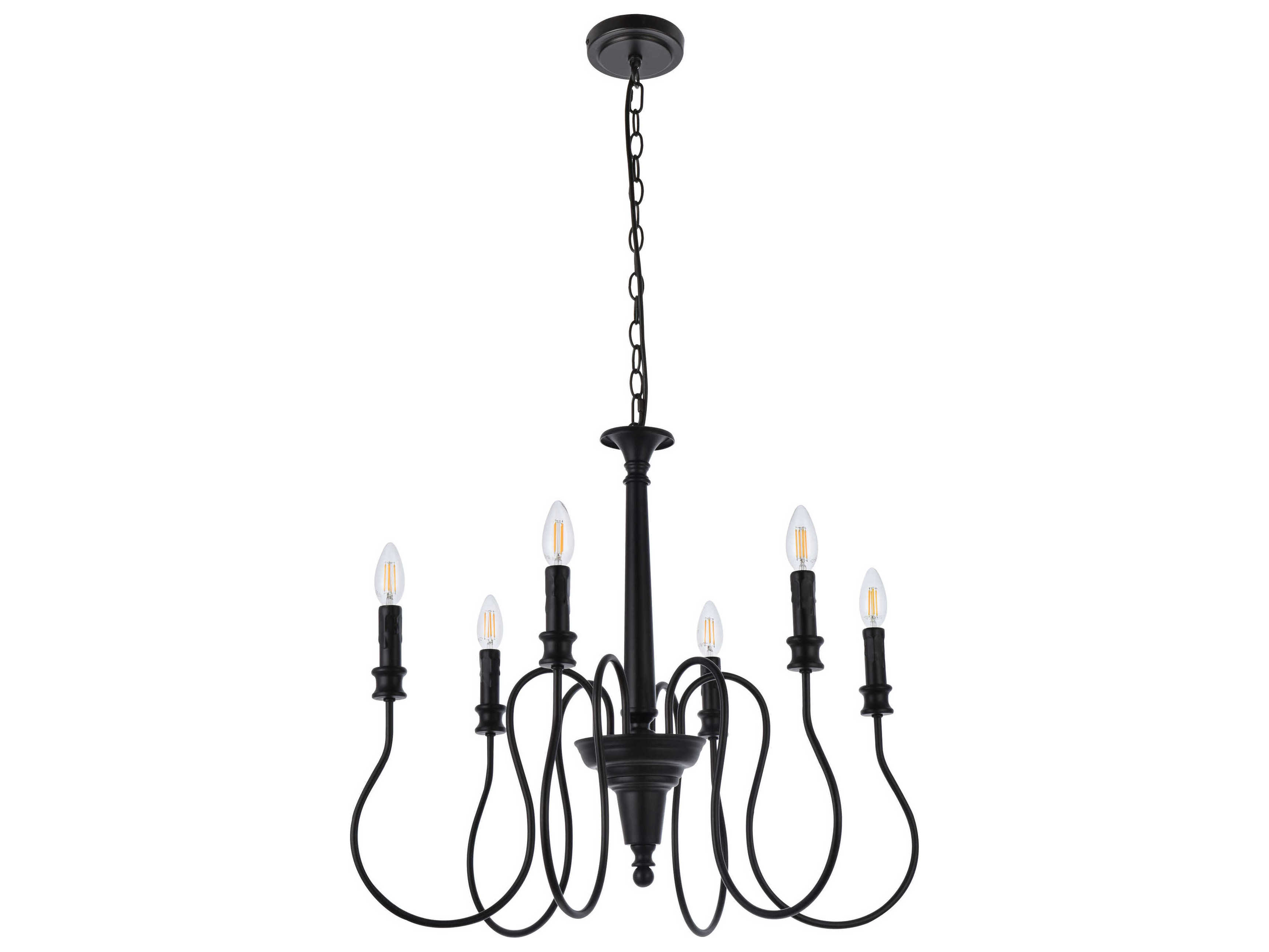 Elegant Lighting Flynx 6-Light Black Chandelier