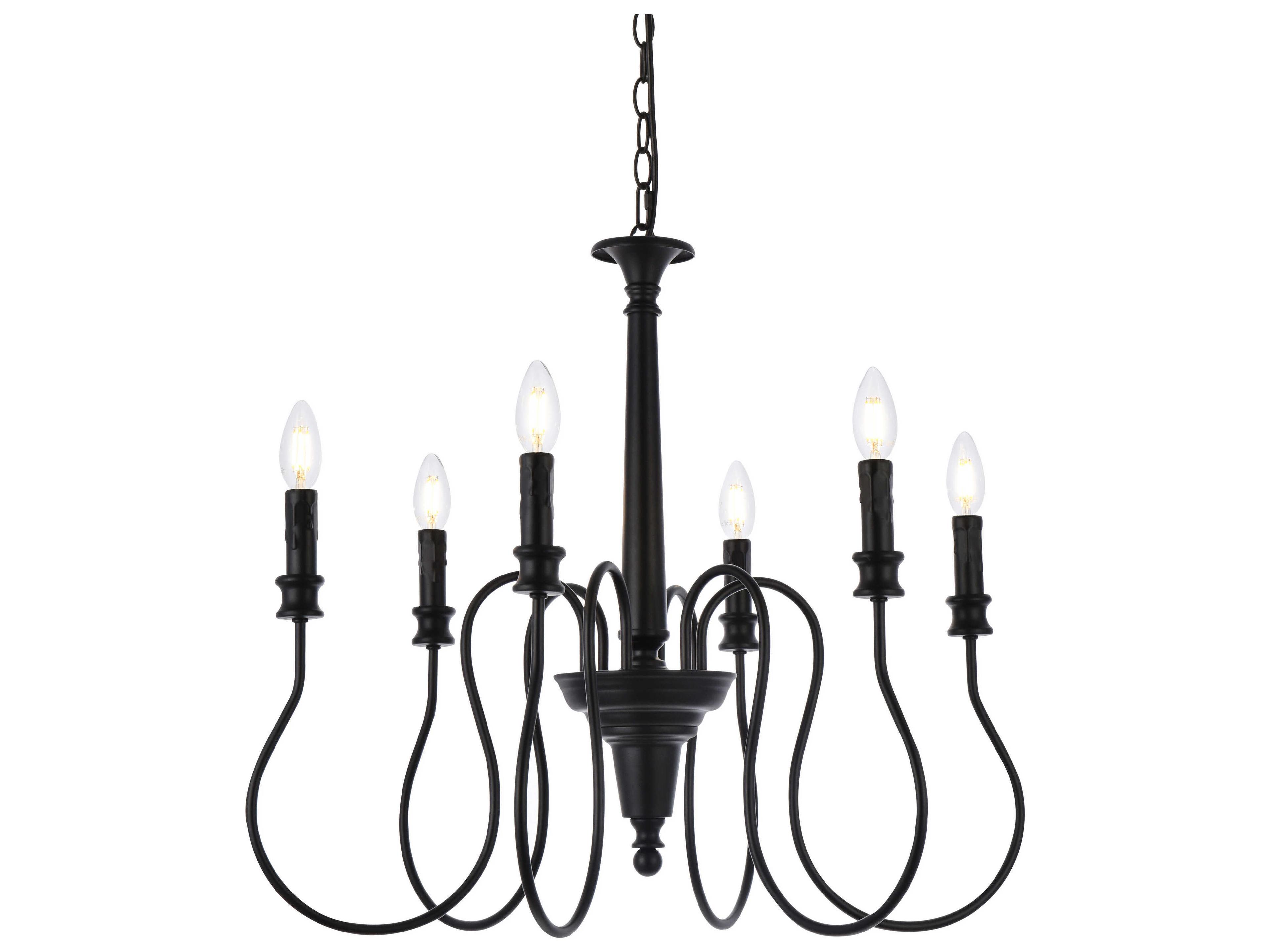Elegant Lighting Flynx 6-Light Black Chandelier