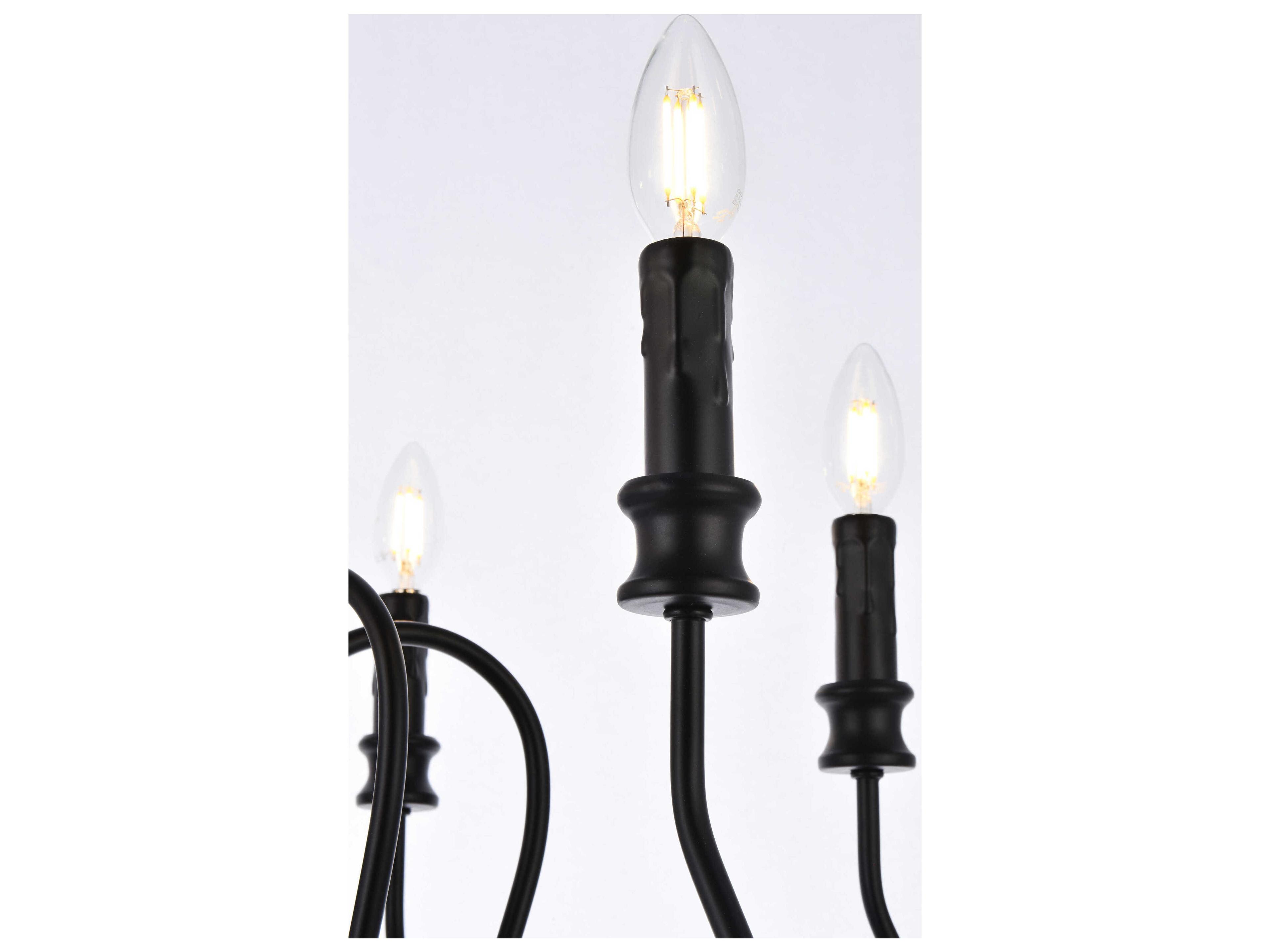 Elegant Lighting Flynx 6-Light Black Chandelier