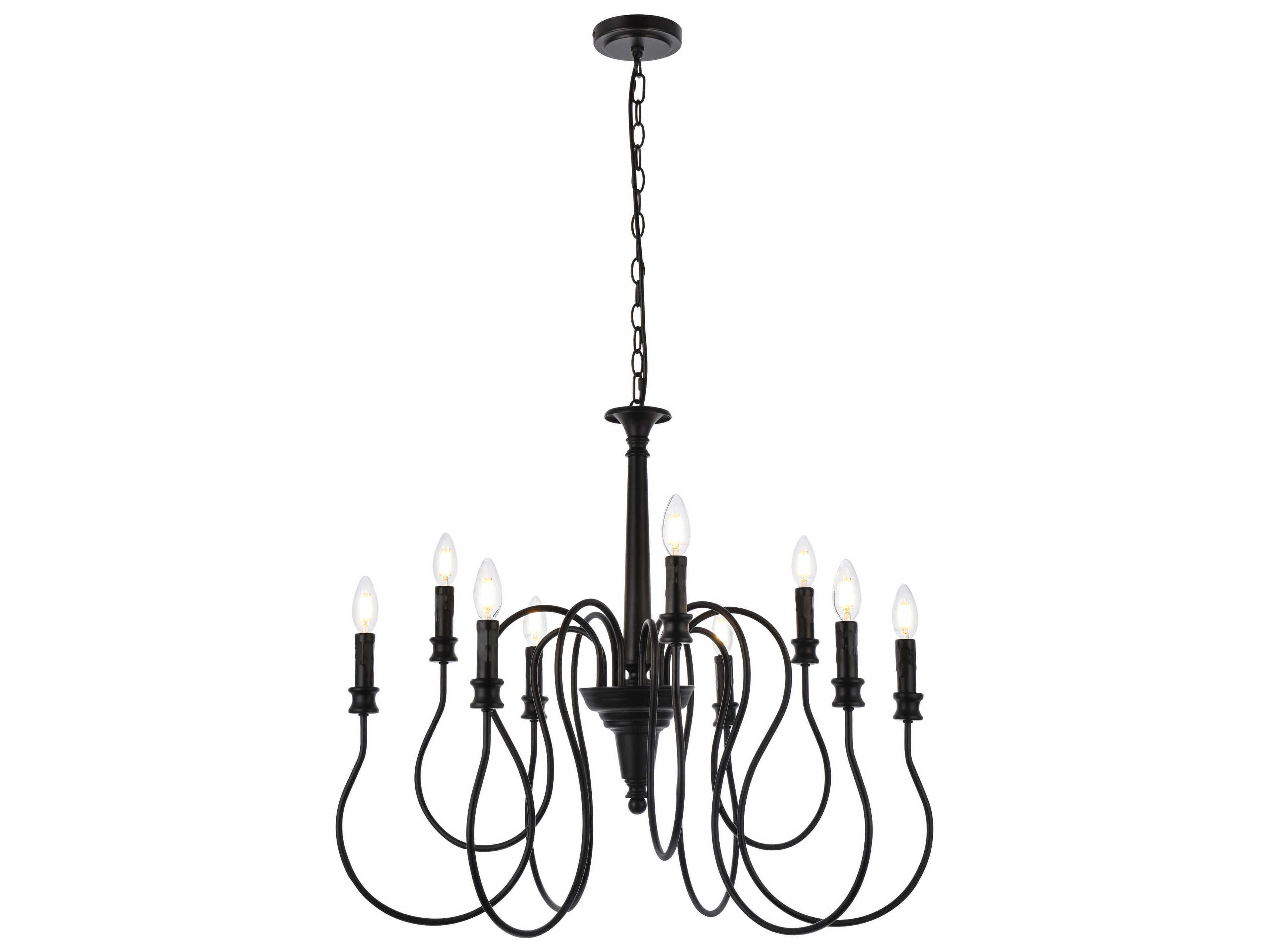 Elegant Lighting Flynx 9-Light Black Chandelier