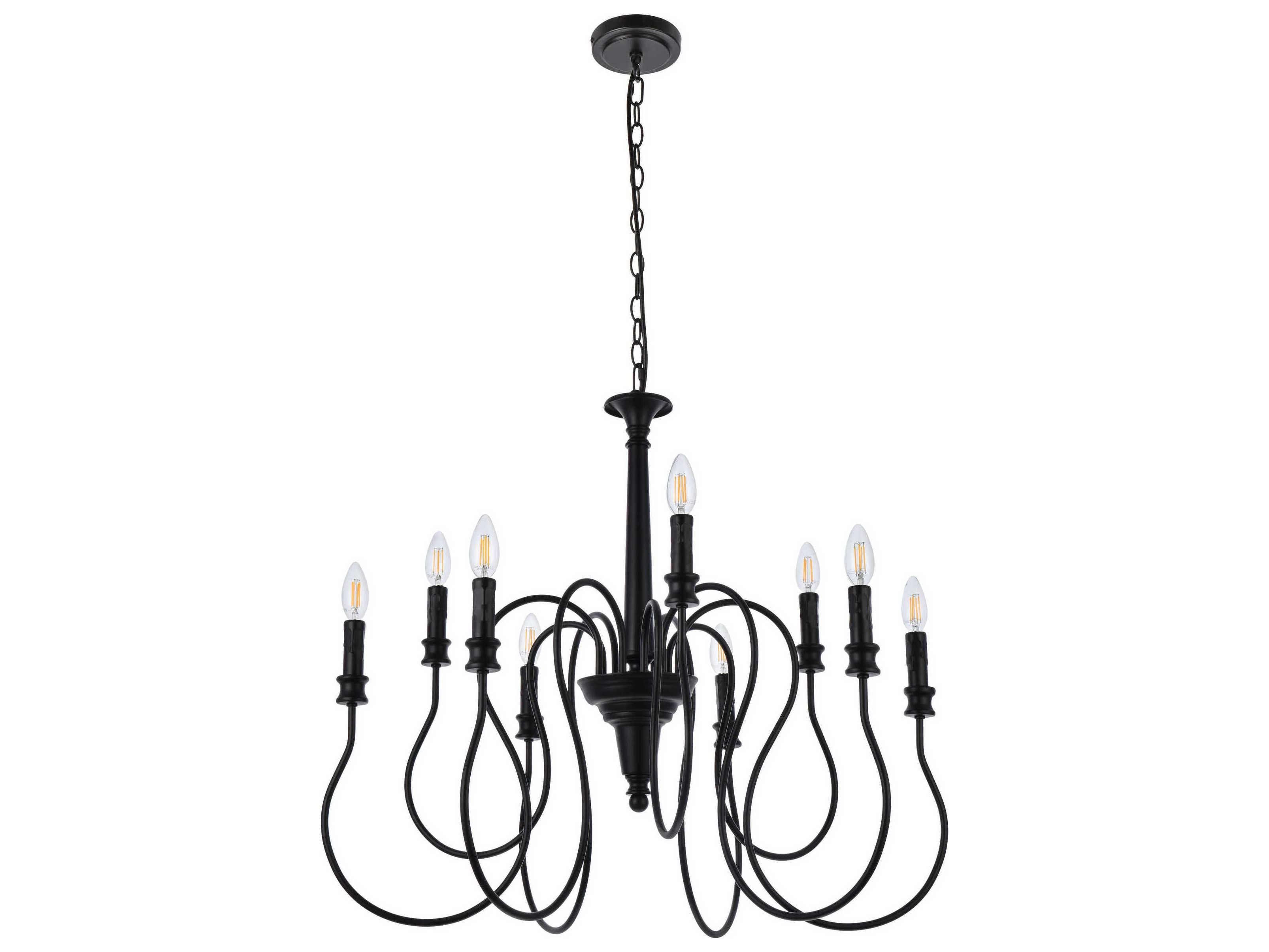 Elegant Lighting Flynx 9-Light Black Chandelier