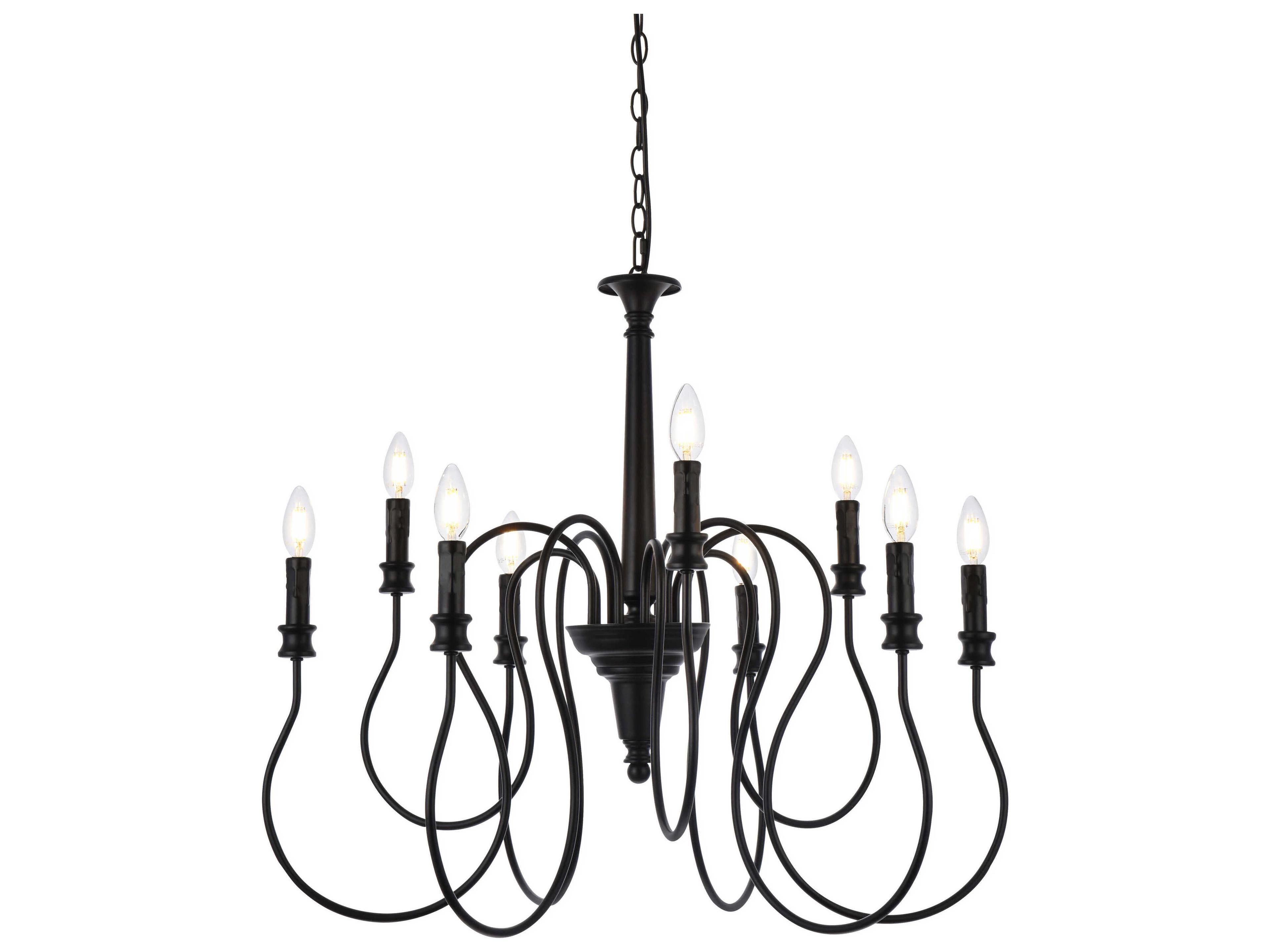 Elegant Lighting Flynx 9-Light Black Chandelier