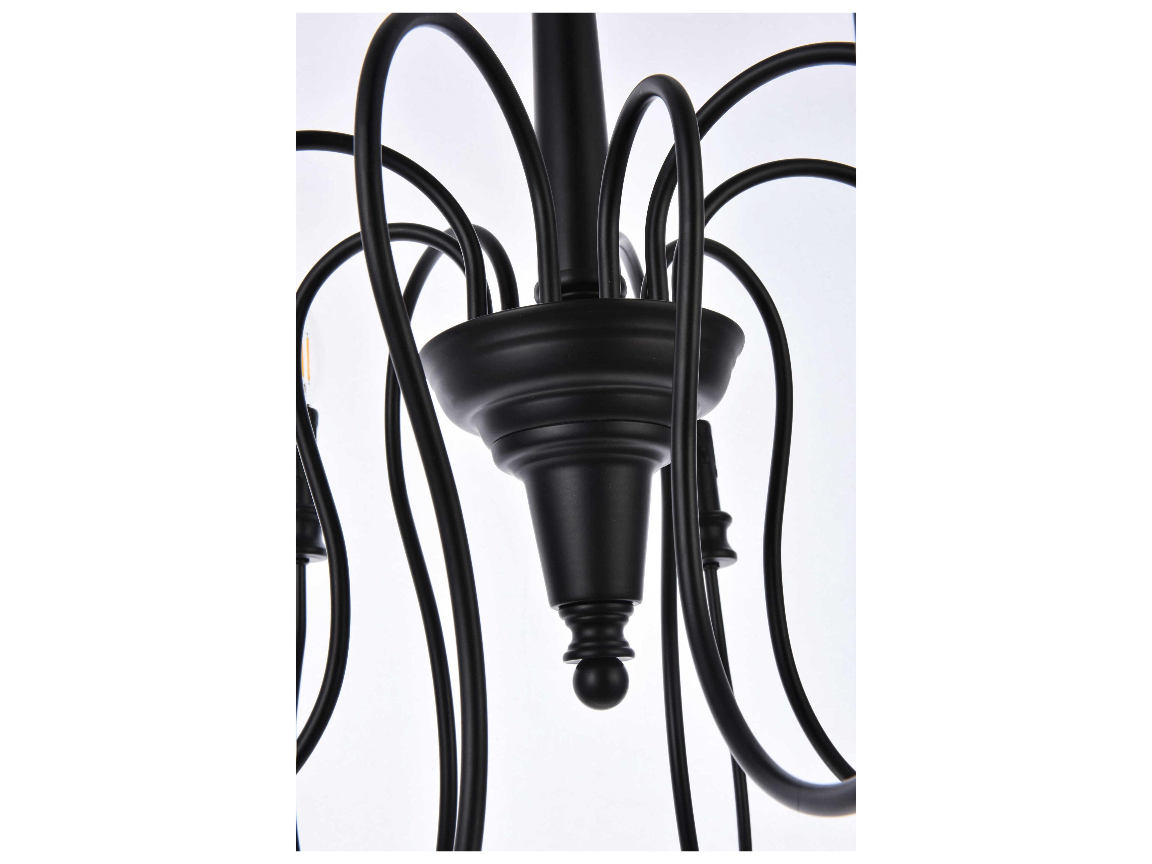 Elegant Lighting Flynx 9-Light Black Chandelier