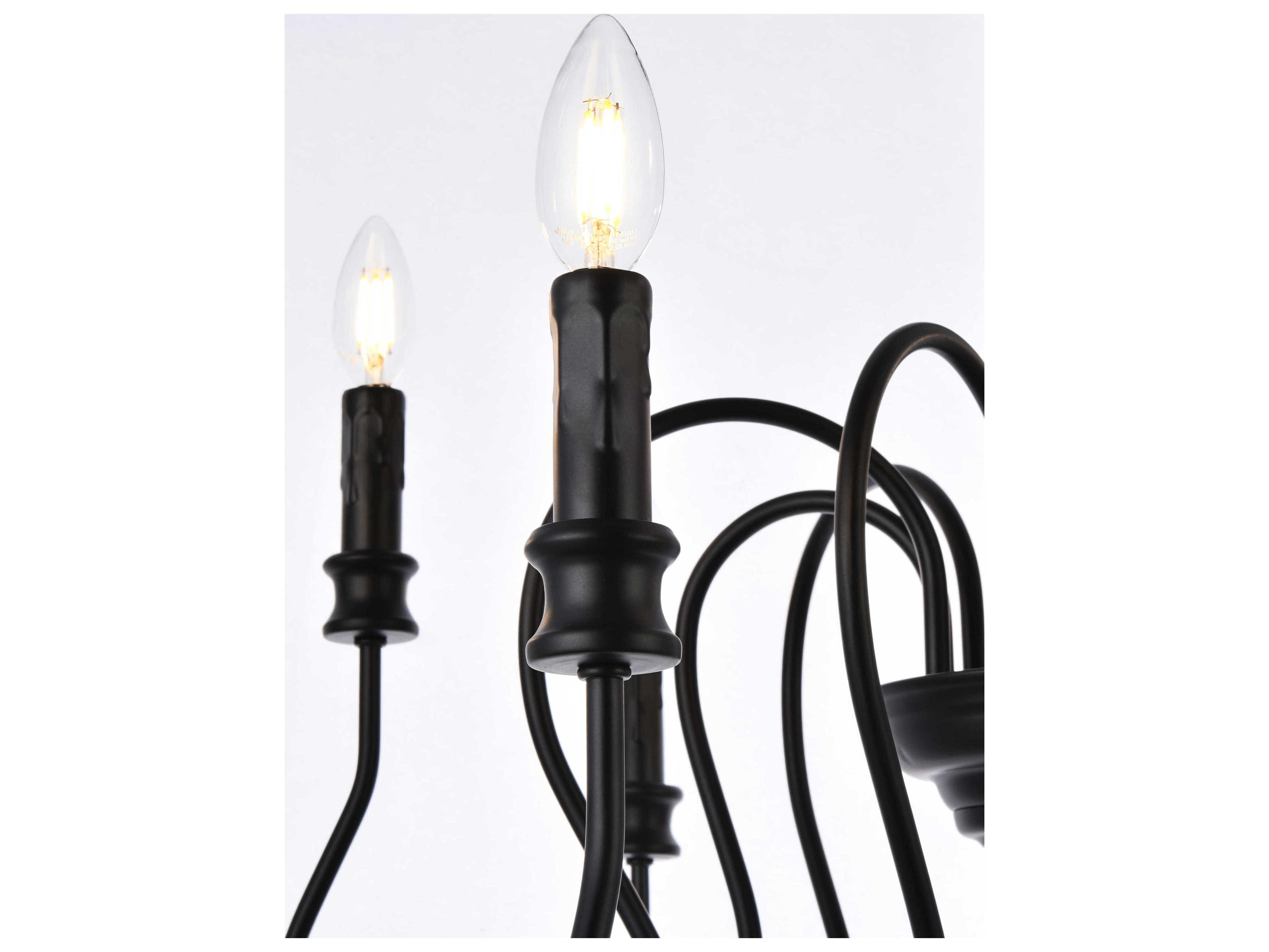Elegant Lighting Flynx 9-Light Black Chandelier