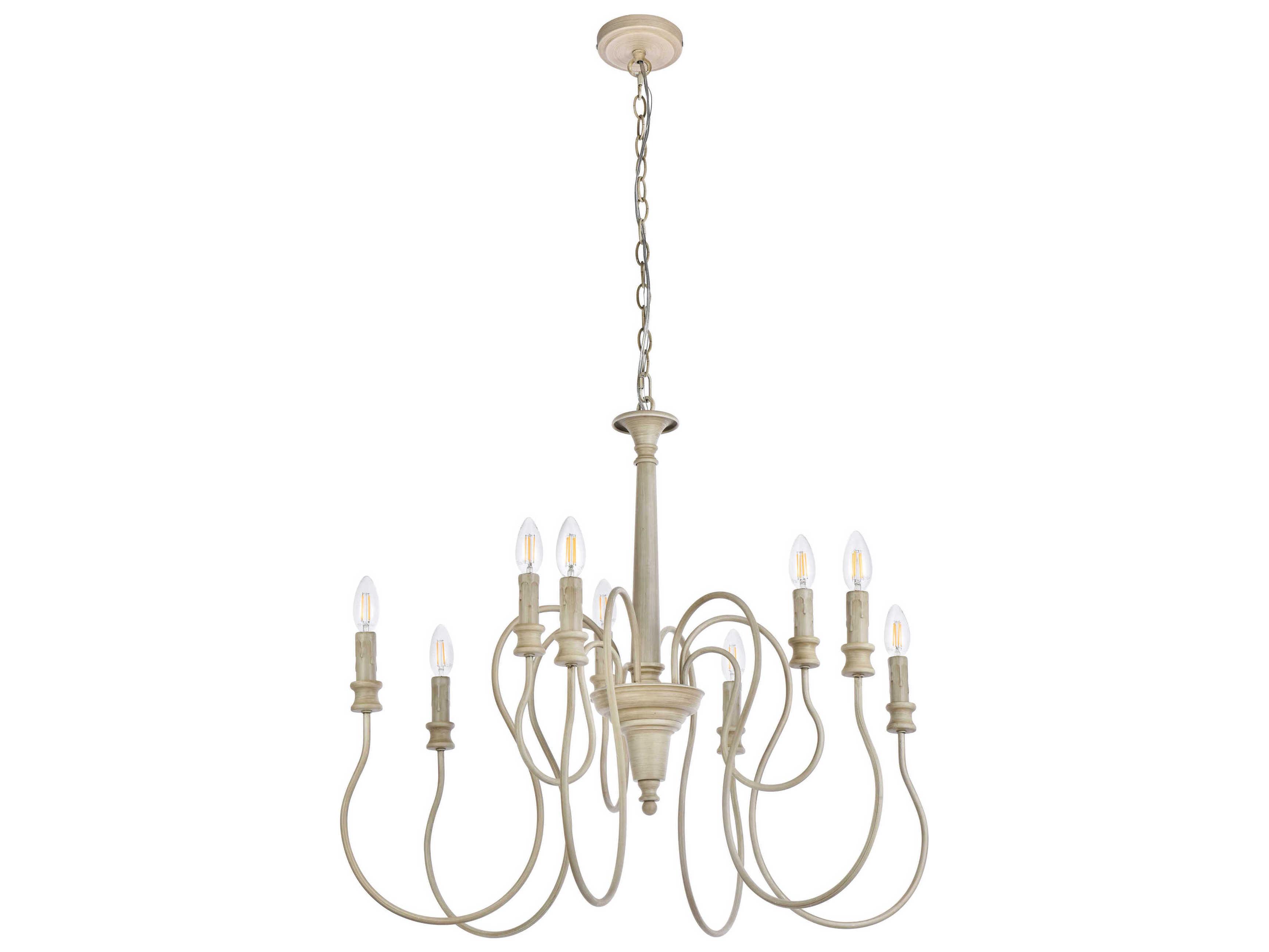 Elegant Lighting Flynx 9-Light Weathered Dove Chrome Chandelier