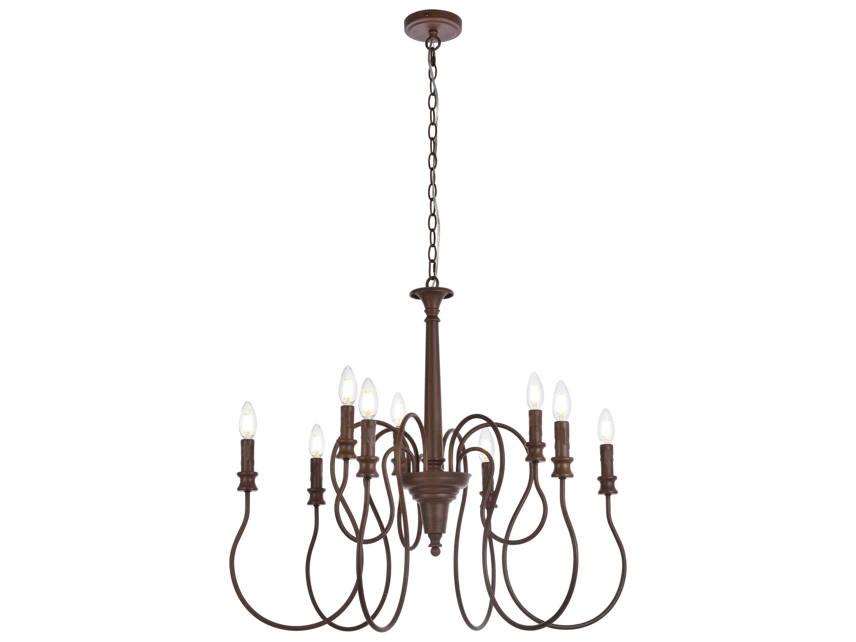 Elegant Lighting Flynx 9-Light Weathered Oak Brown Chandelier