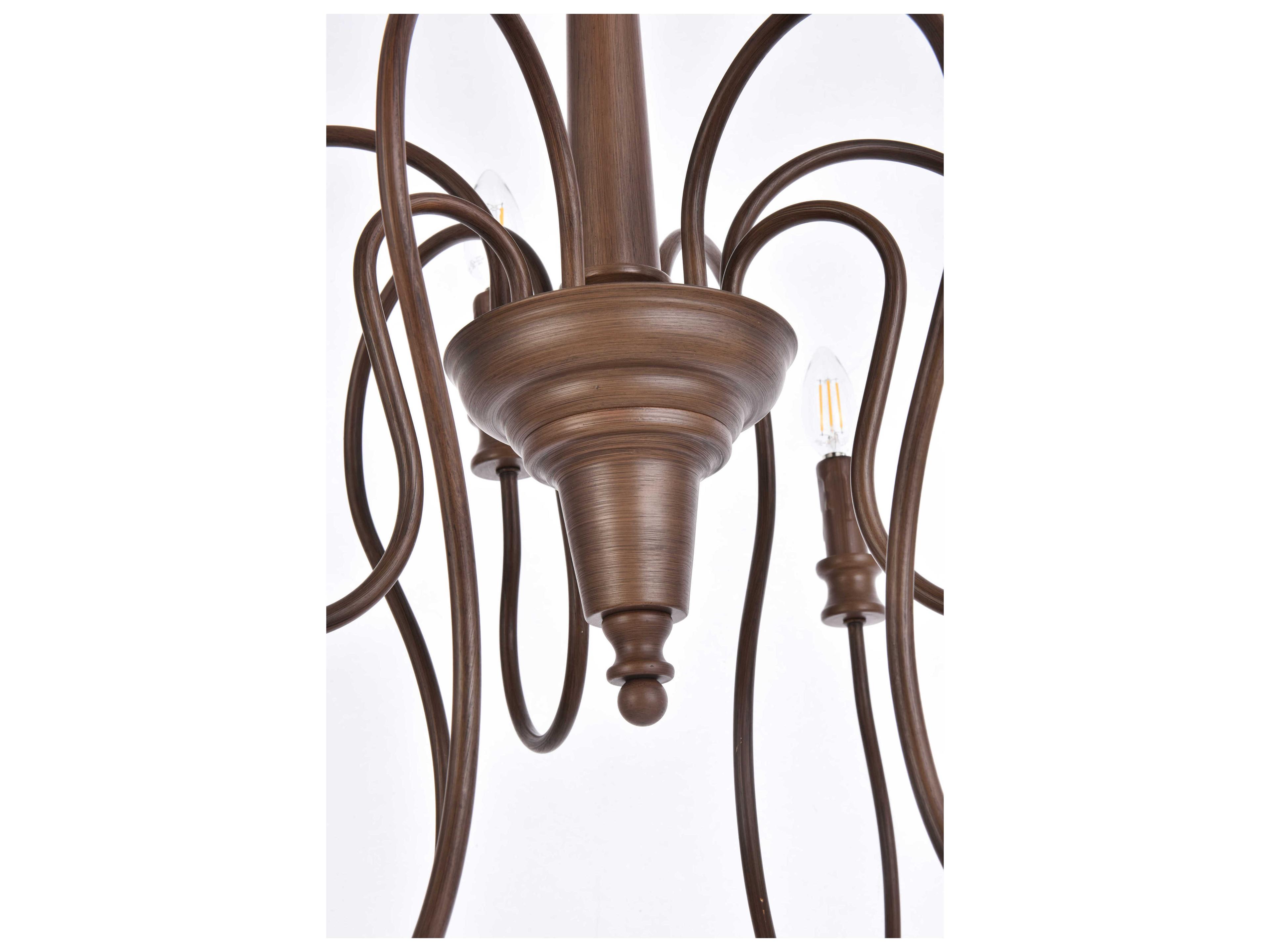 Elegant Lighting Flynx 9-Light Weathered Oak Brown Chandelier