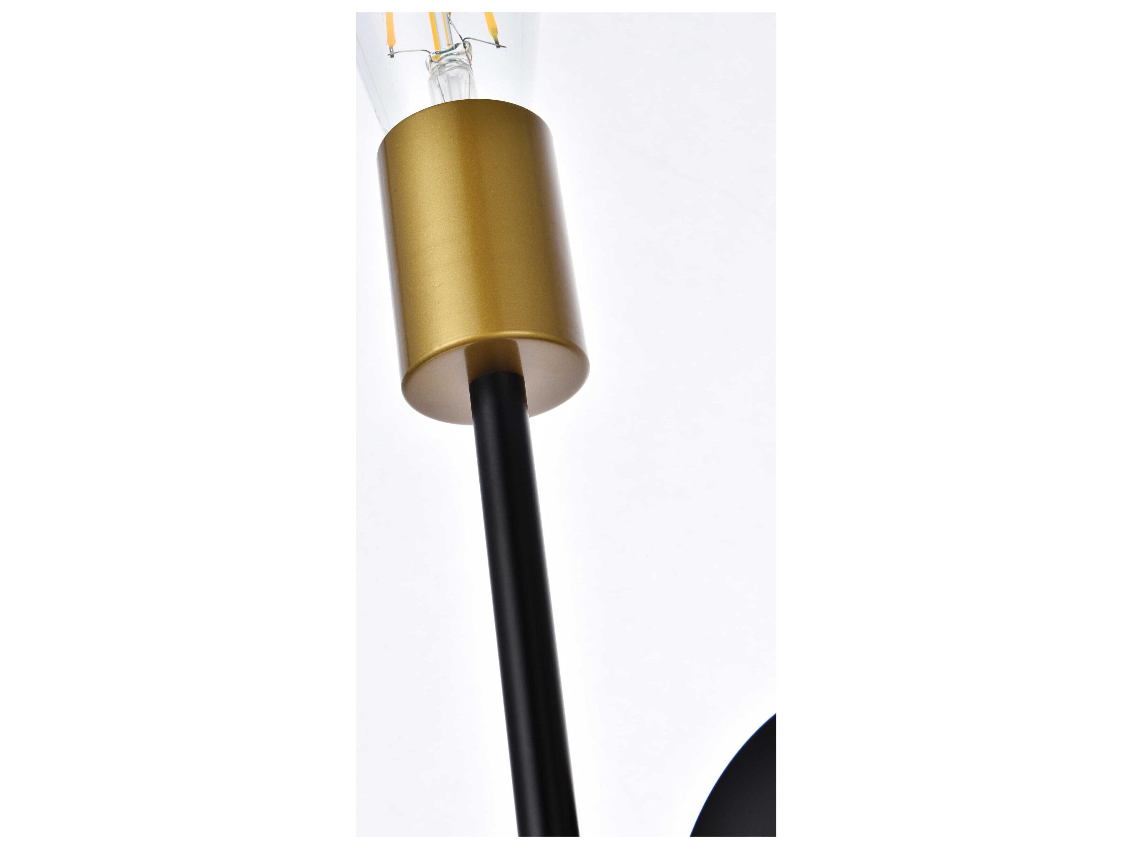 Elegant Lighting Armin 2-Light Black And Brass Wall Sconce