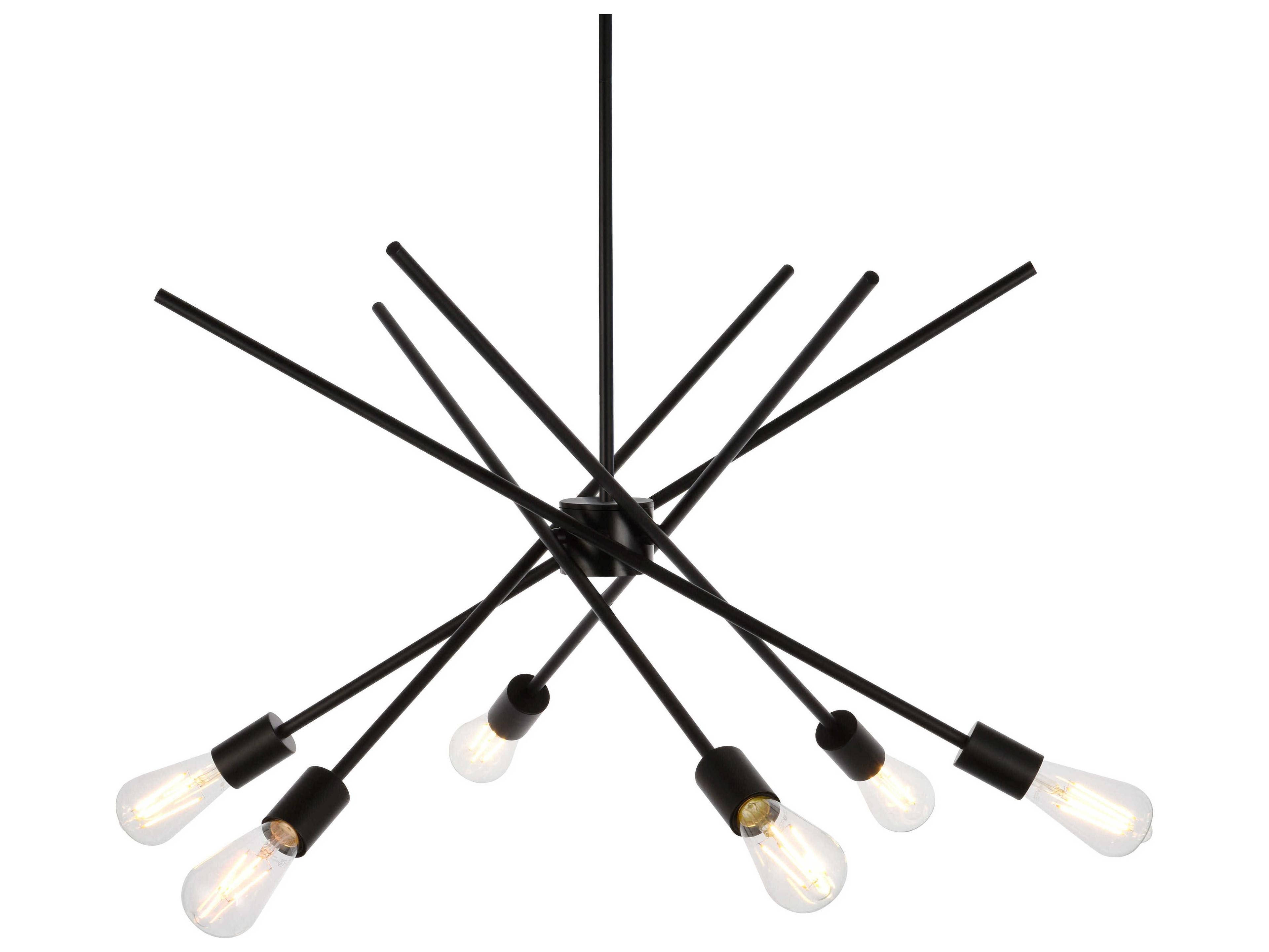 Elegant Lighting Armin 6-Light Black Sputnik Pendant