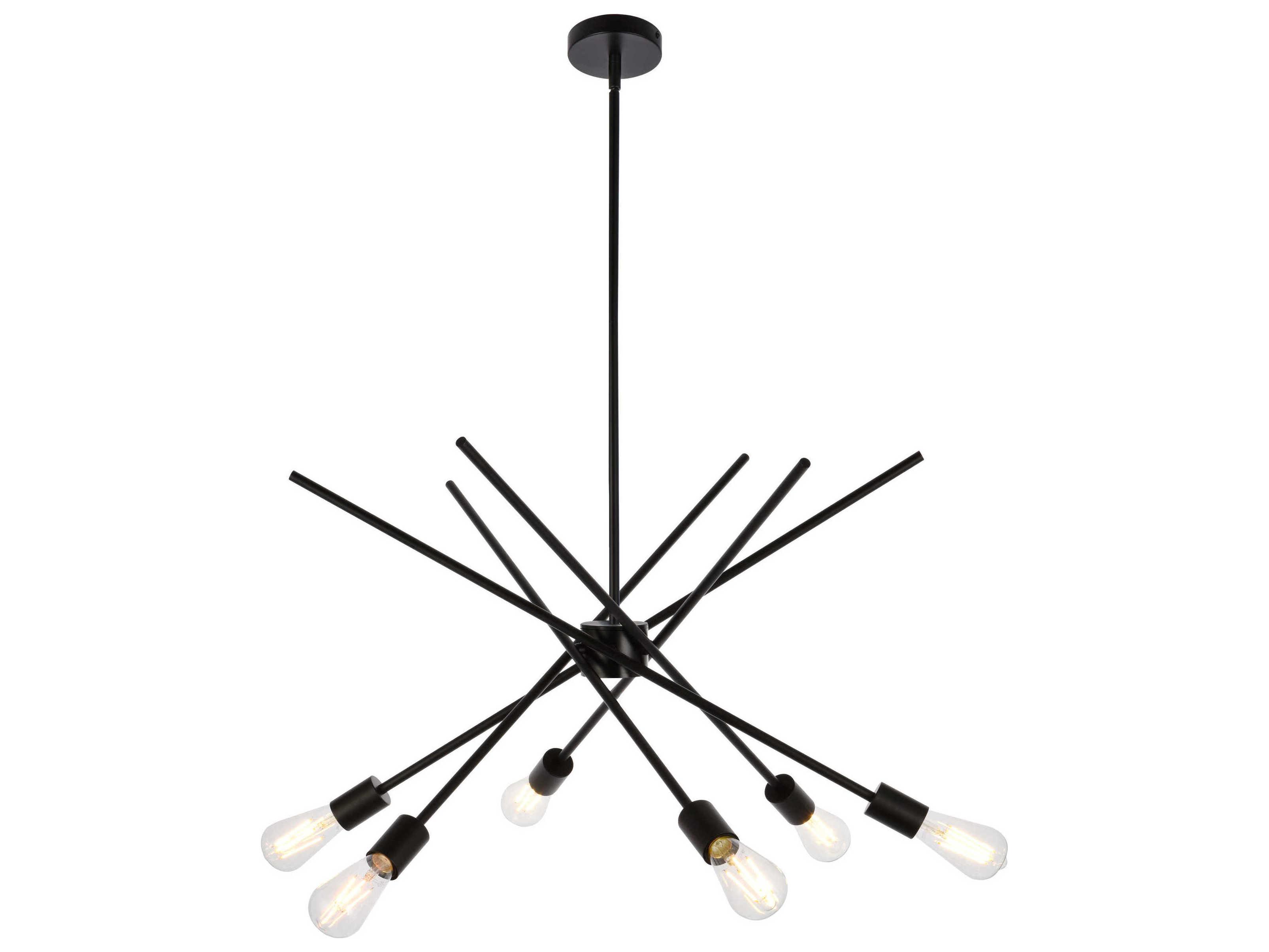Elegant Lighting Armin 6-Light Black And Brass Sputnik Pendant