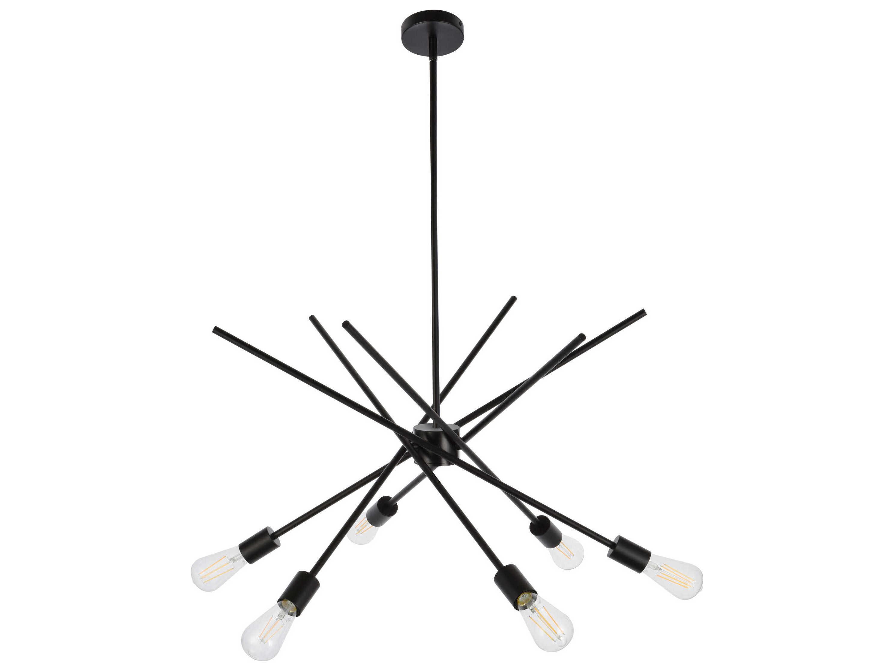 Elegant Lighting Armin 6-Light Black And Brass Sputnik Pendant