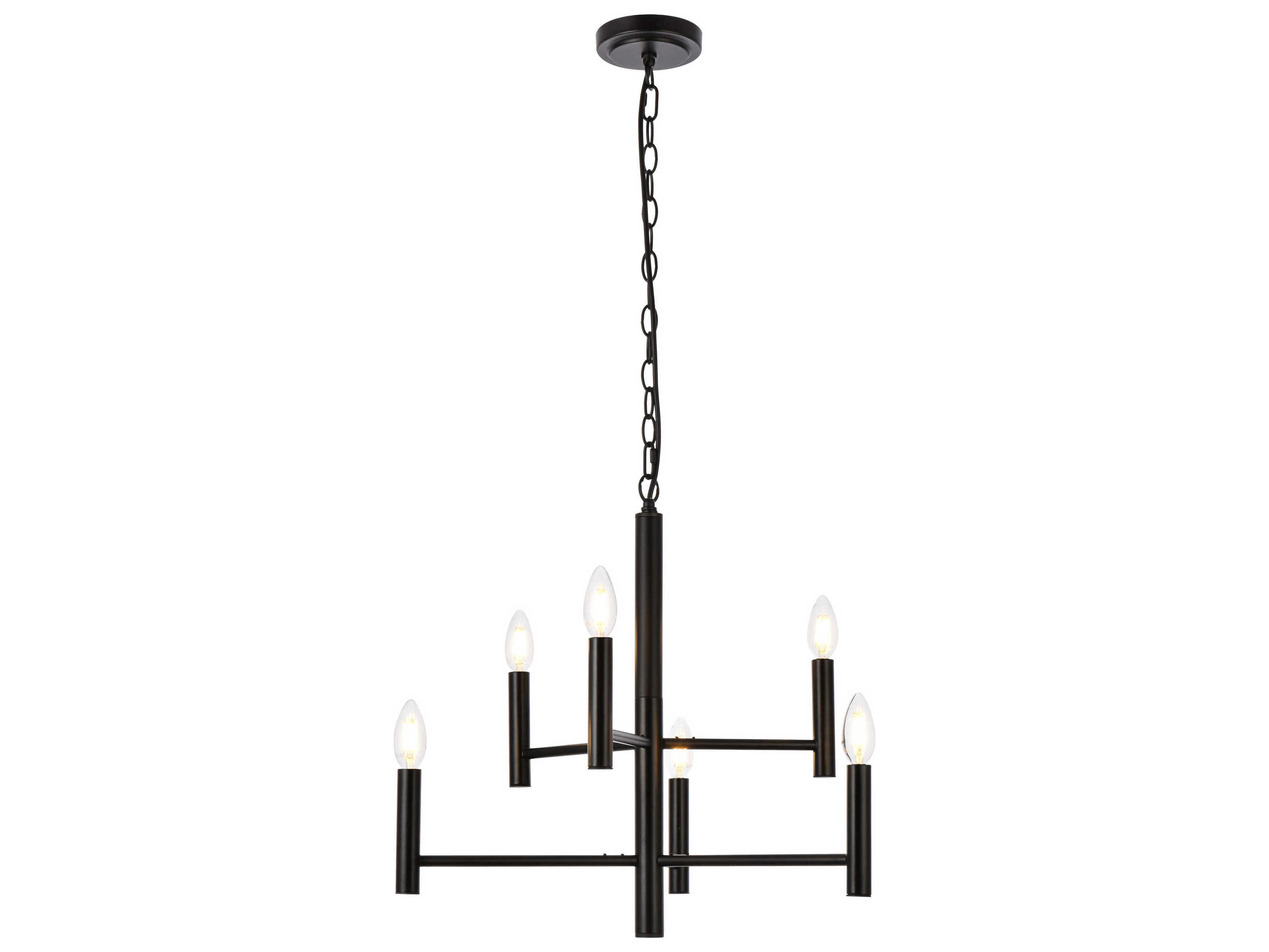 Elegant Lighting Carmella 6-Light Black Tiered Chandelier