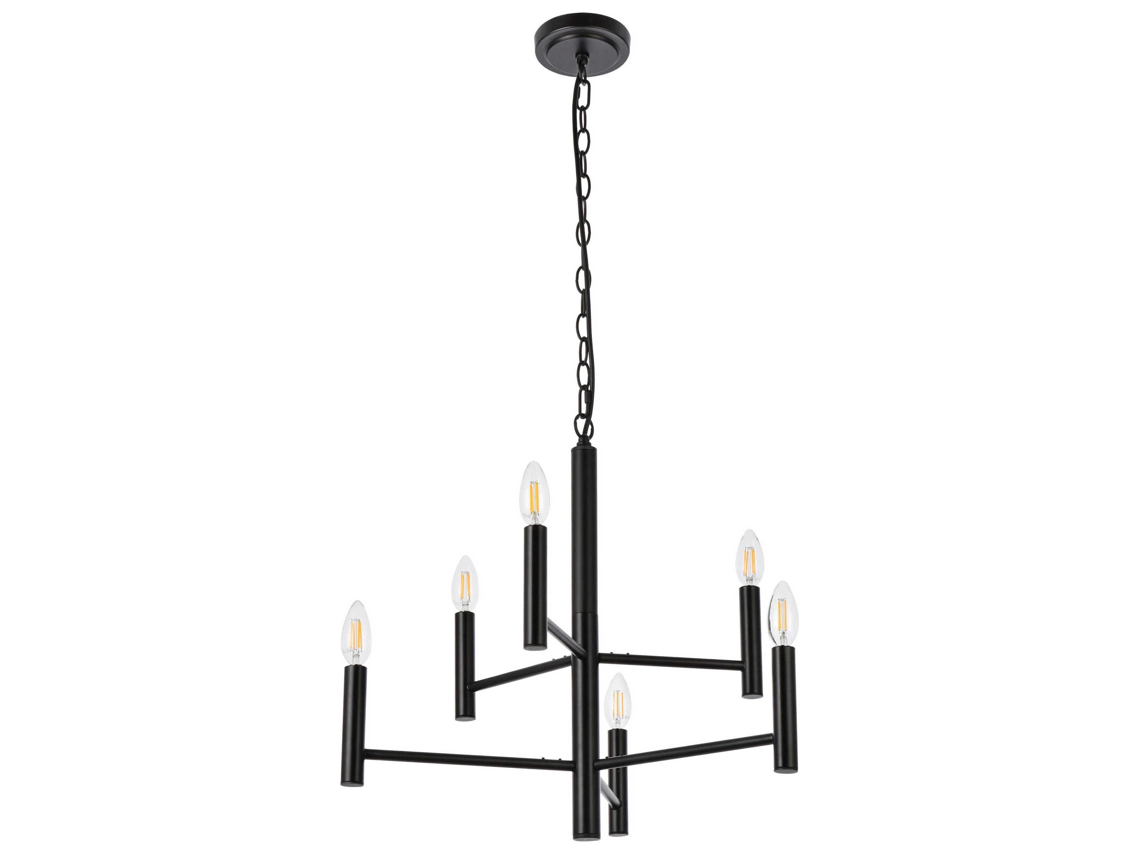 Elegant Lighting Carmella 6-Light Black Tiered Chandelier