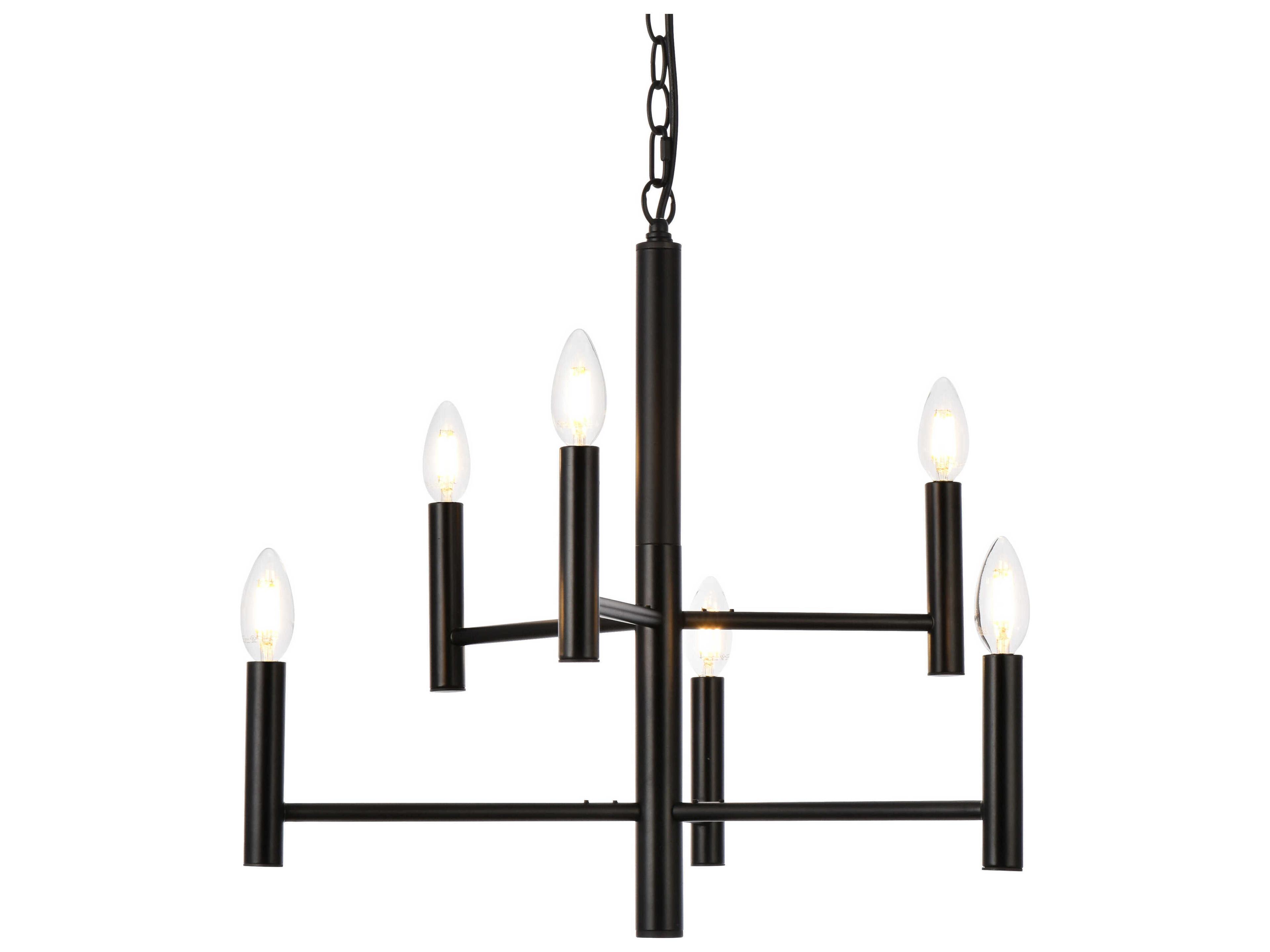 Elegant Lighting Carmella 6-Light Black Tiered Chandelier
