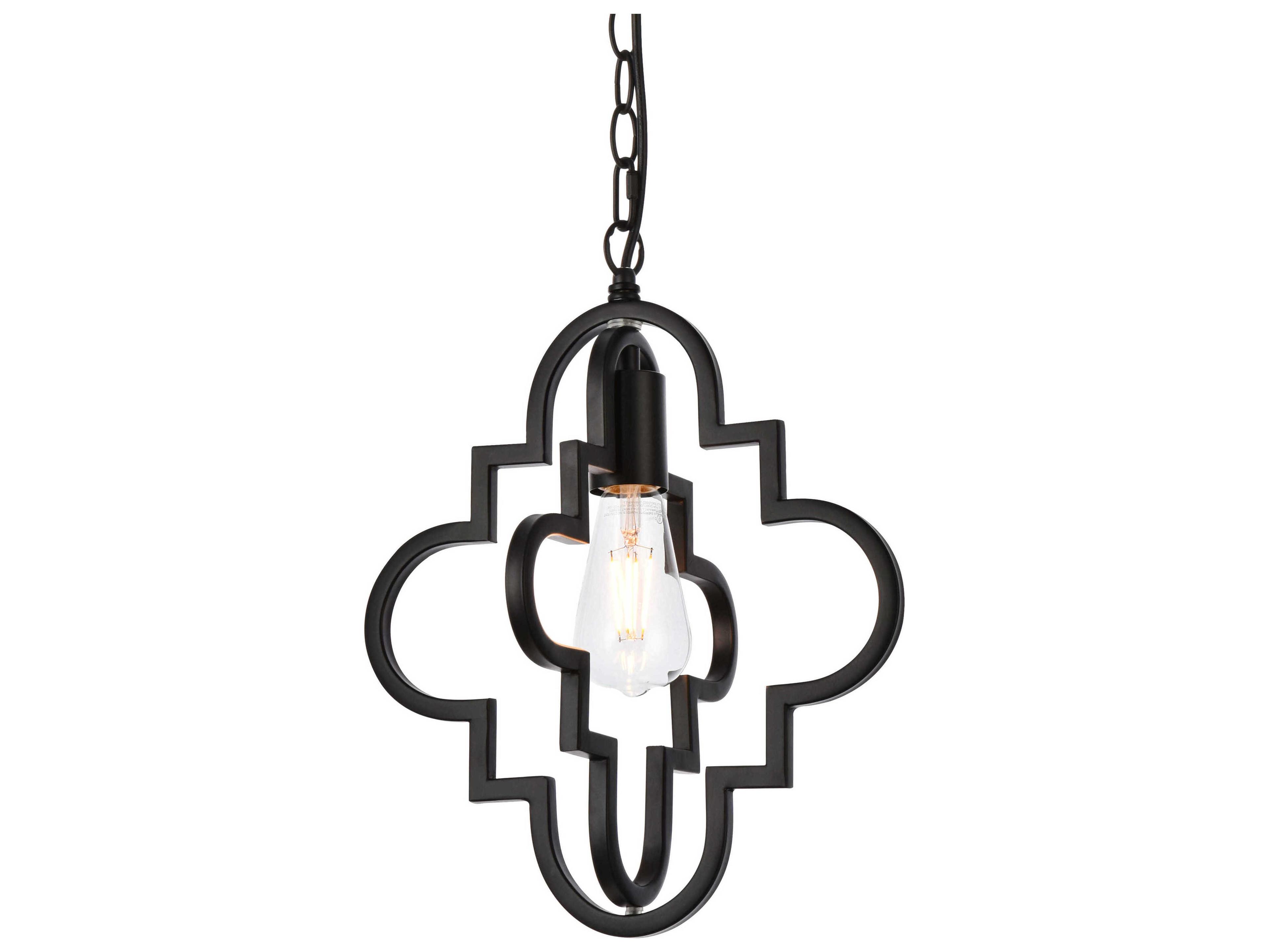 Elegant Lighting Sandara 1-Light Black Geometric Mini Pendant