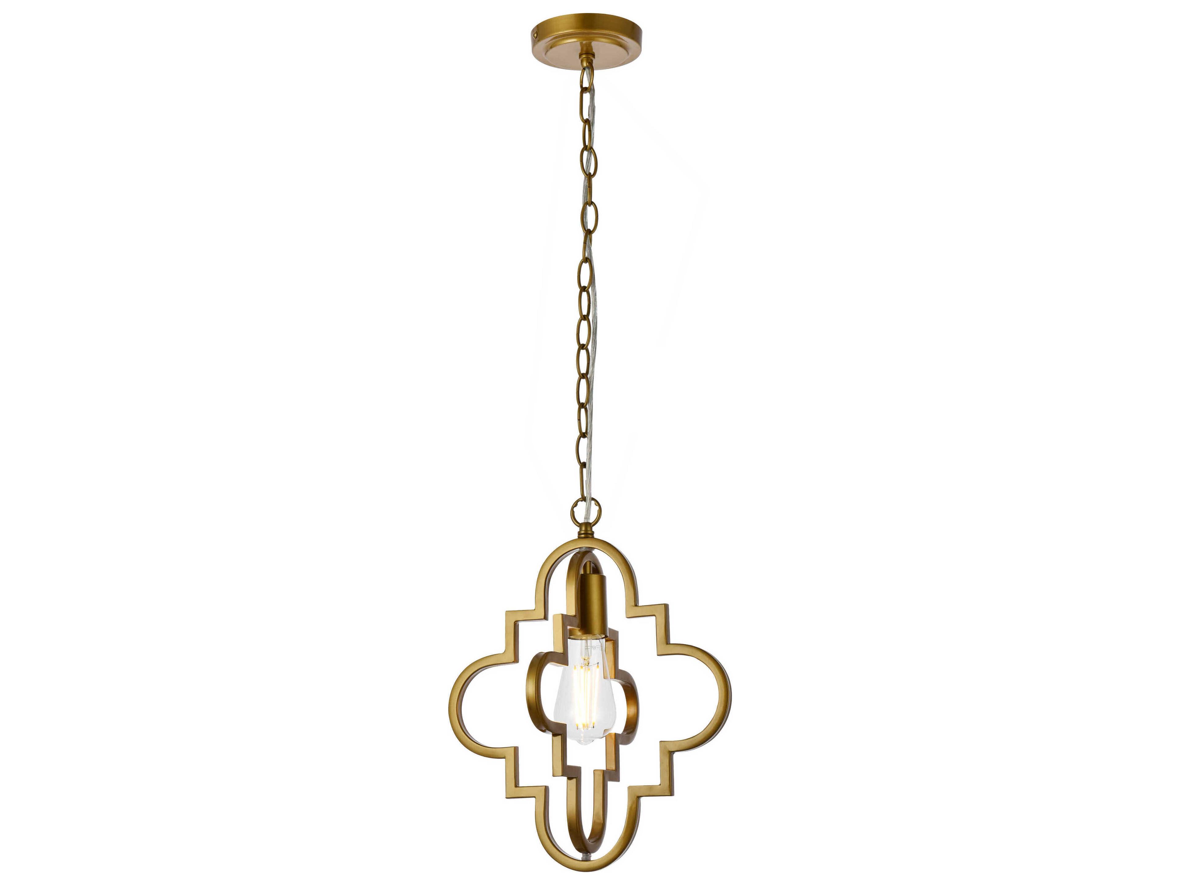 Elegant Lighting Sandara 1-Light Brass Geometric Mini Pendant