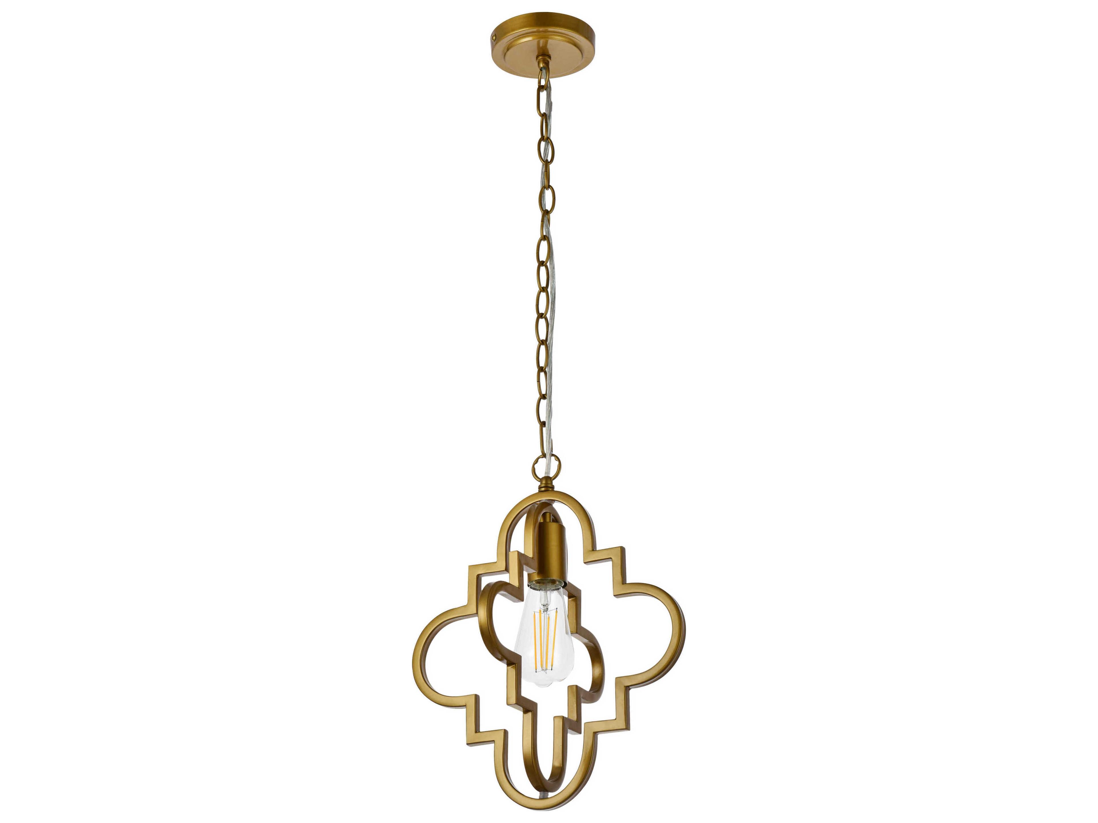 Elegant Lighting Sandara 1-Light Brass Geometric Mini Pendant