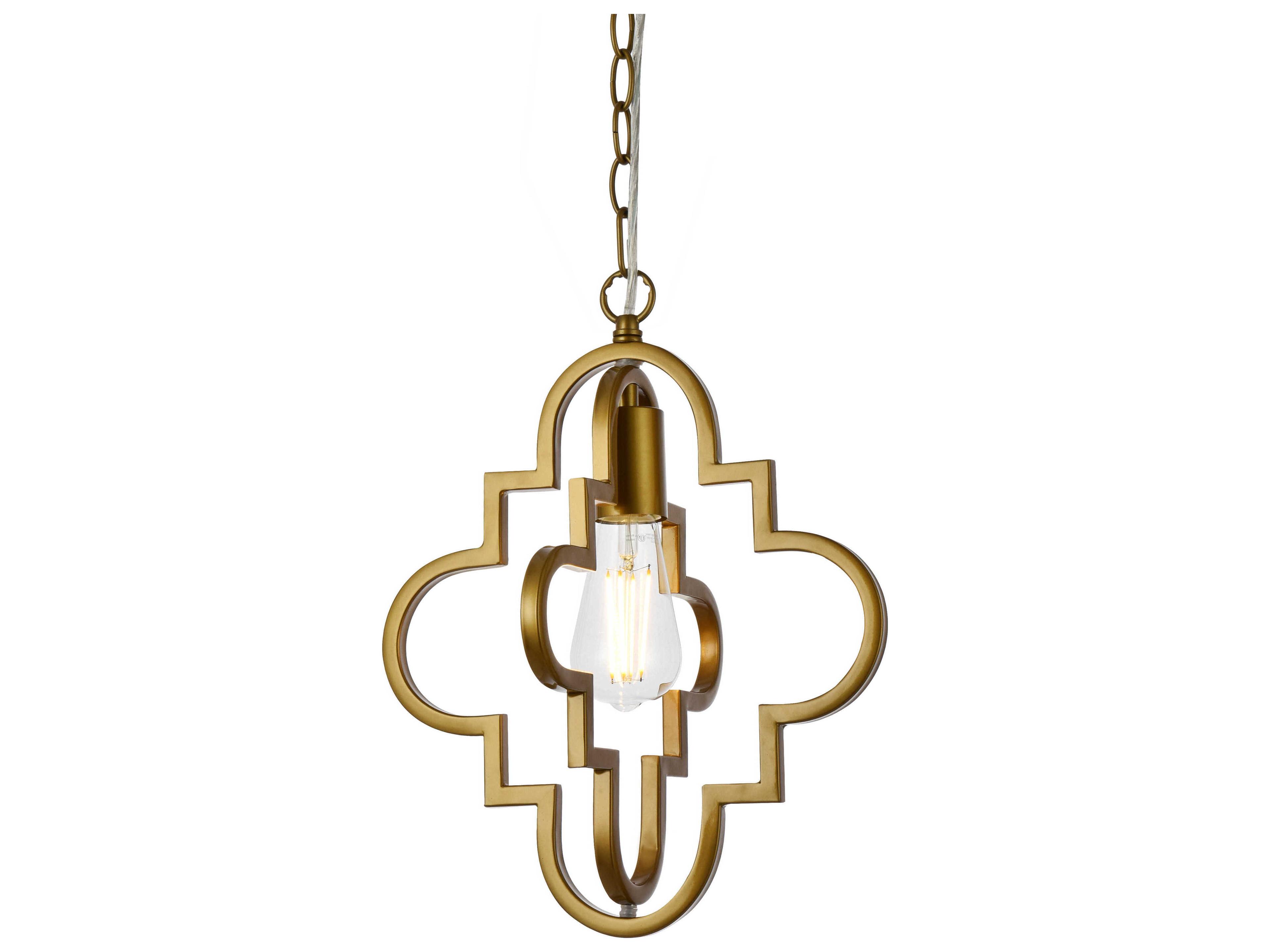 Elegant Lighting Sandara 1-Light Brass Geometric Mini Pendant