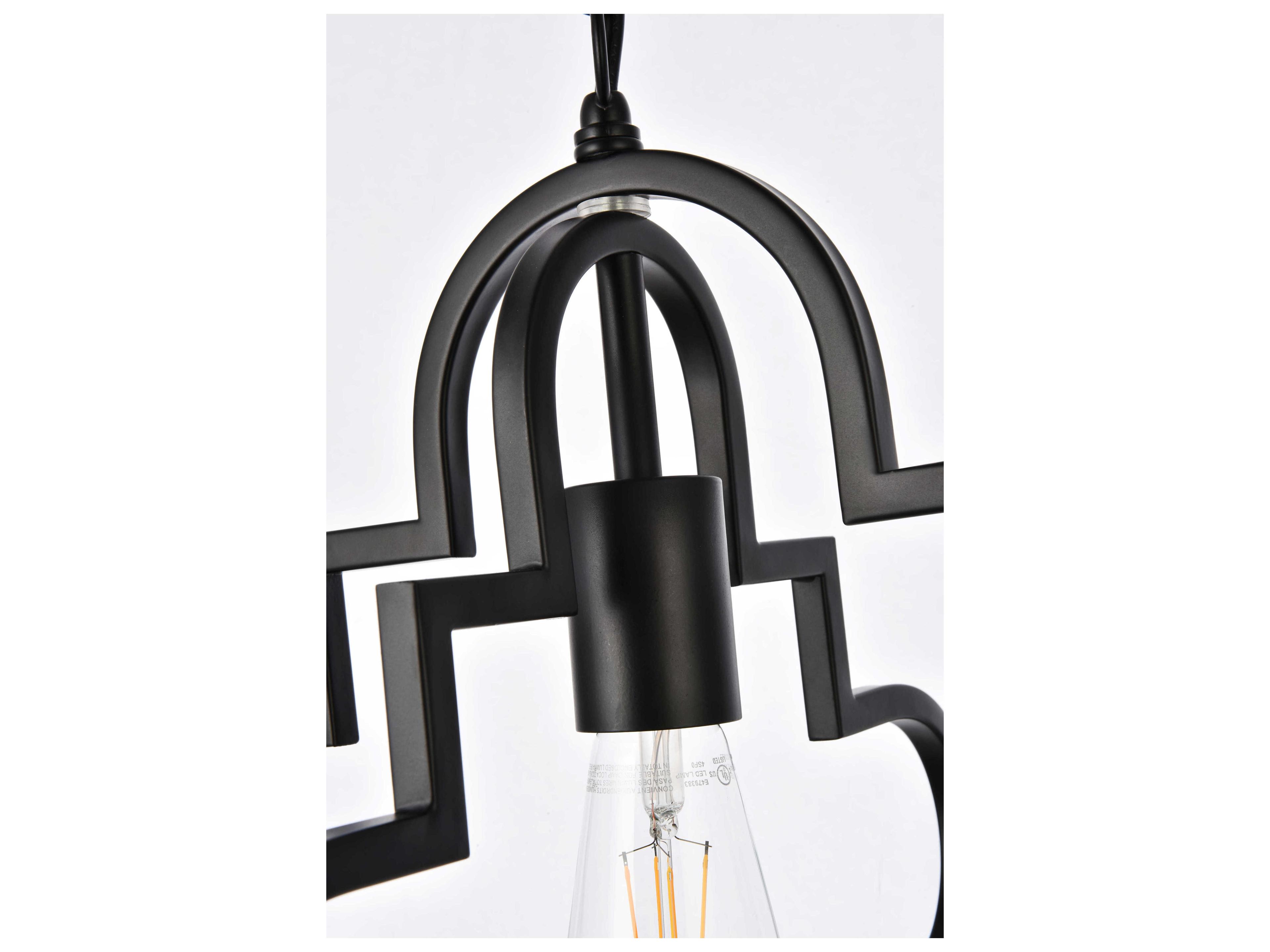 Elegant Lighting Sandara 1-Light Black Geometric Pendant