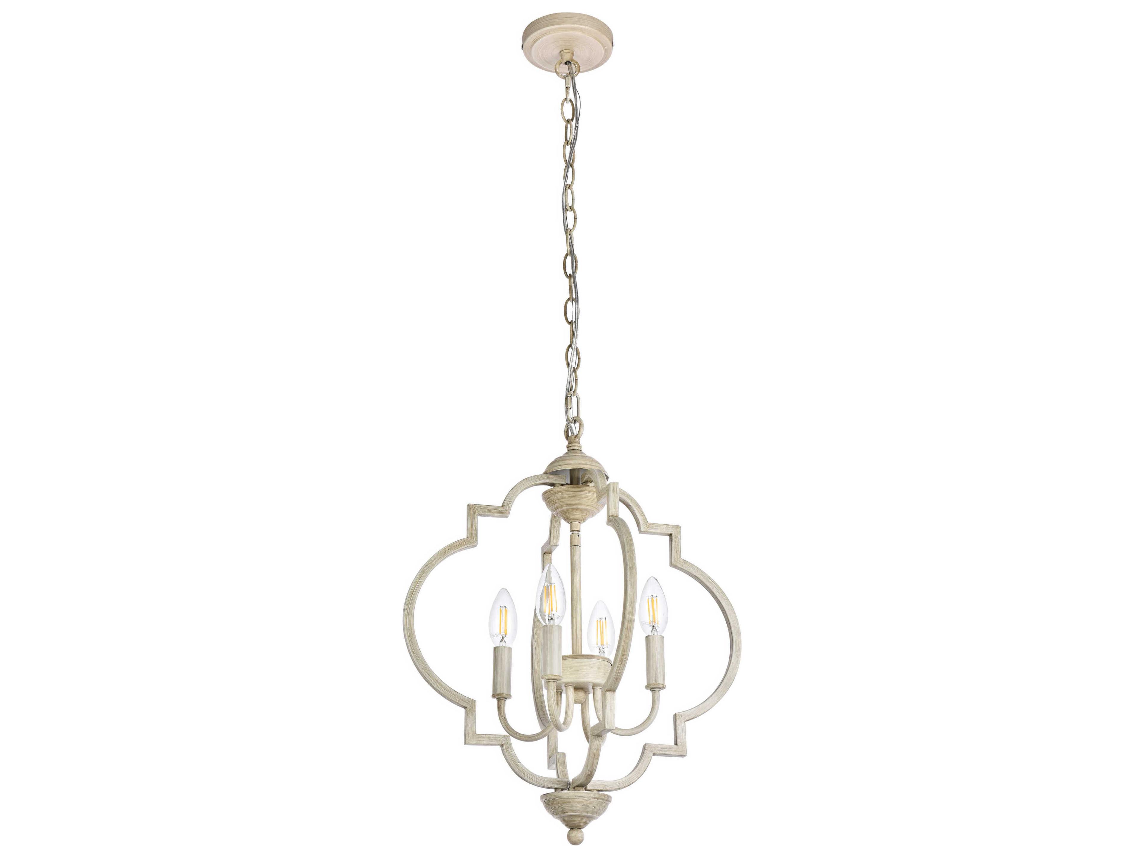 Elegant Lighting Sandara 4-Light Weathered Dove Gray Geometric Chandelier