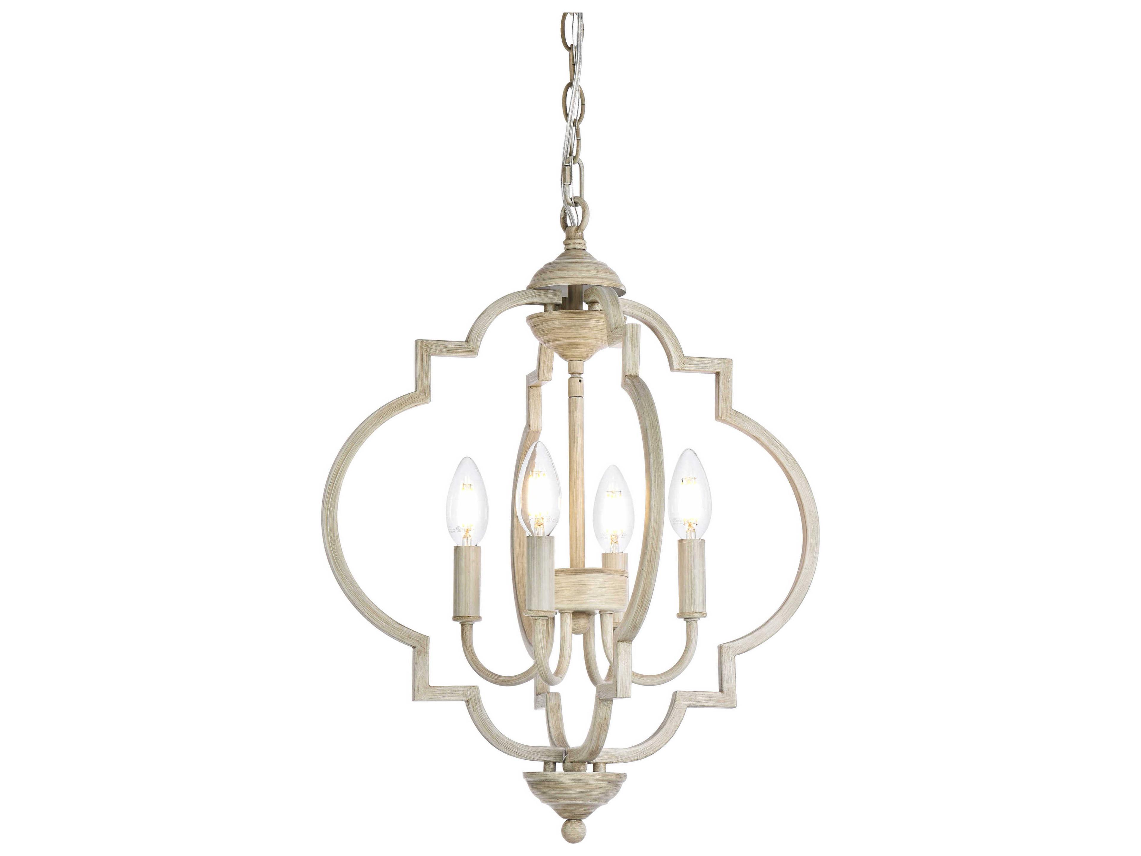 Elegant Lighting Sandara 4-Light Weathered Dove Gray Geometric Chandelier