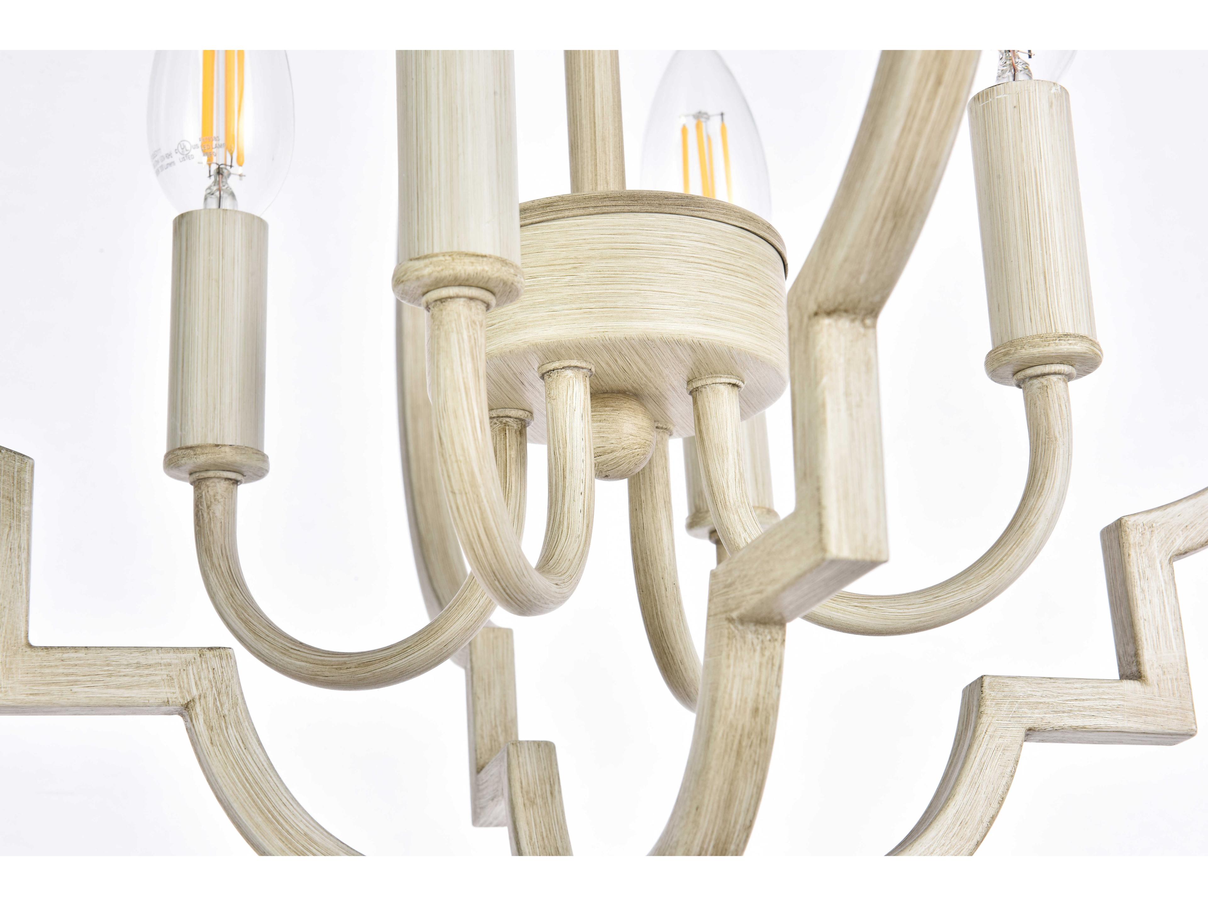 Elegant Lighting Sandara 4-Light Weathered Dove Gray Geometric Chandelier