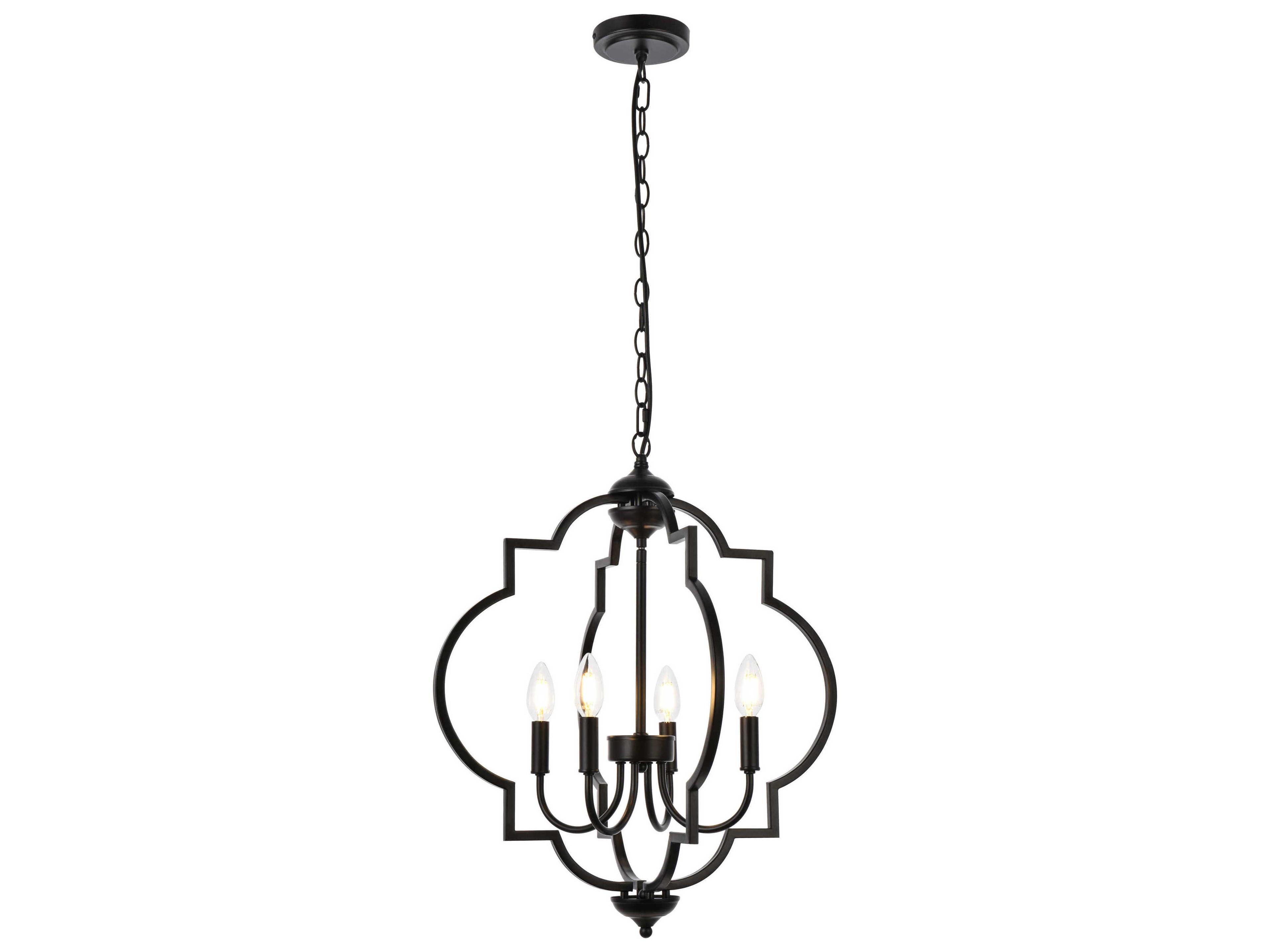 Elegant Lighting Sandara 4-Light Black Geometric Chandelier