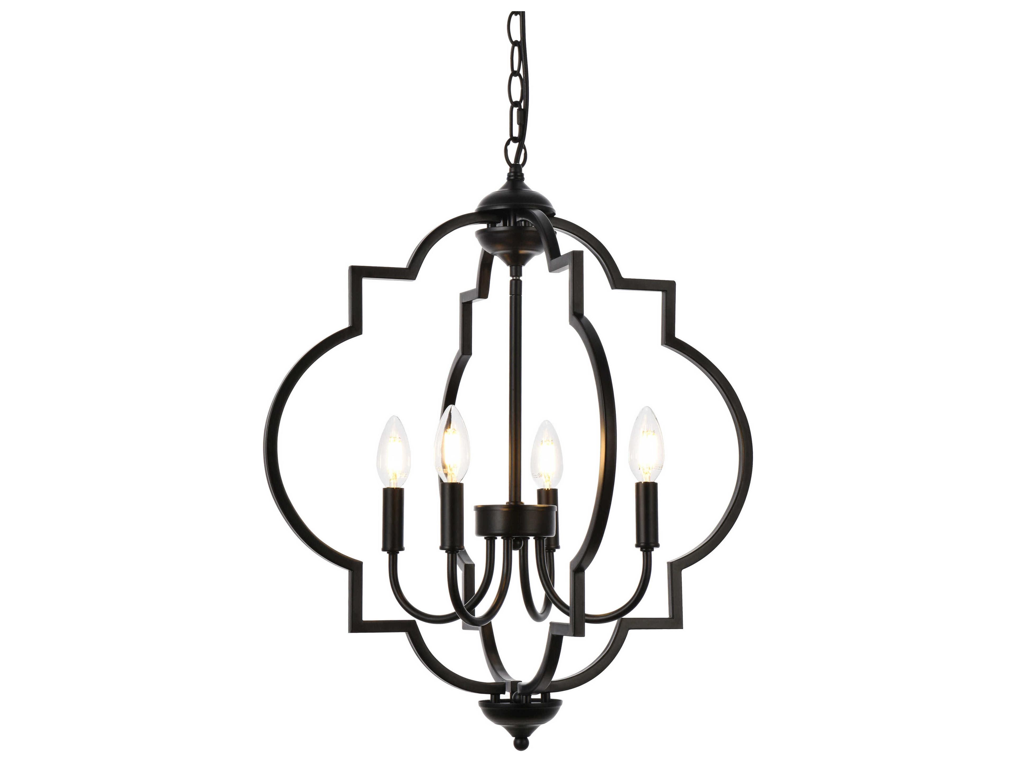 Elegant Lighting Sandara 4-Light Black Geometric Chandelier
