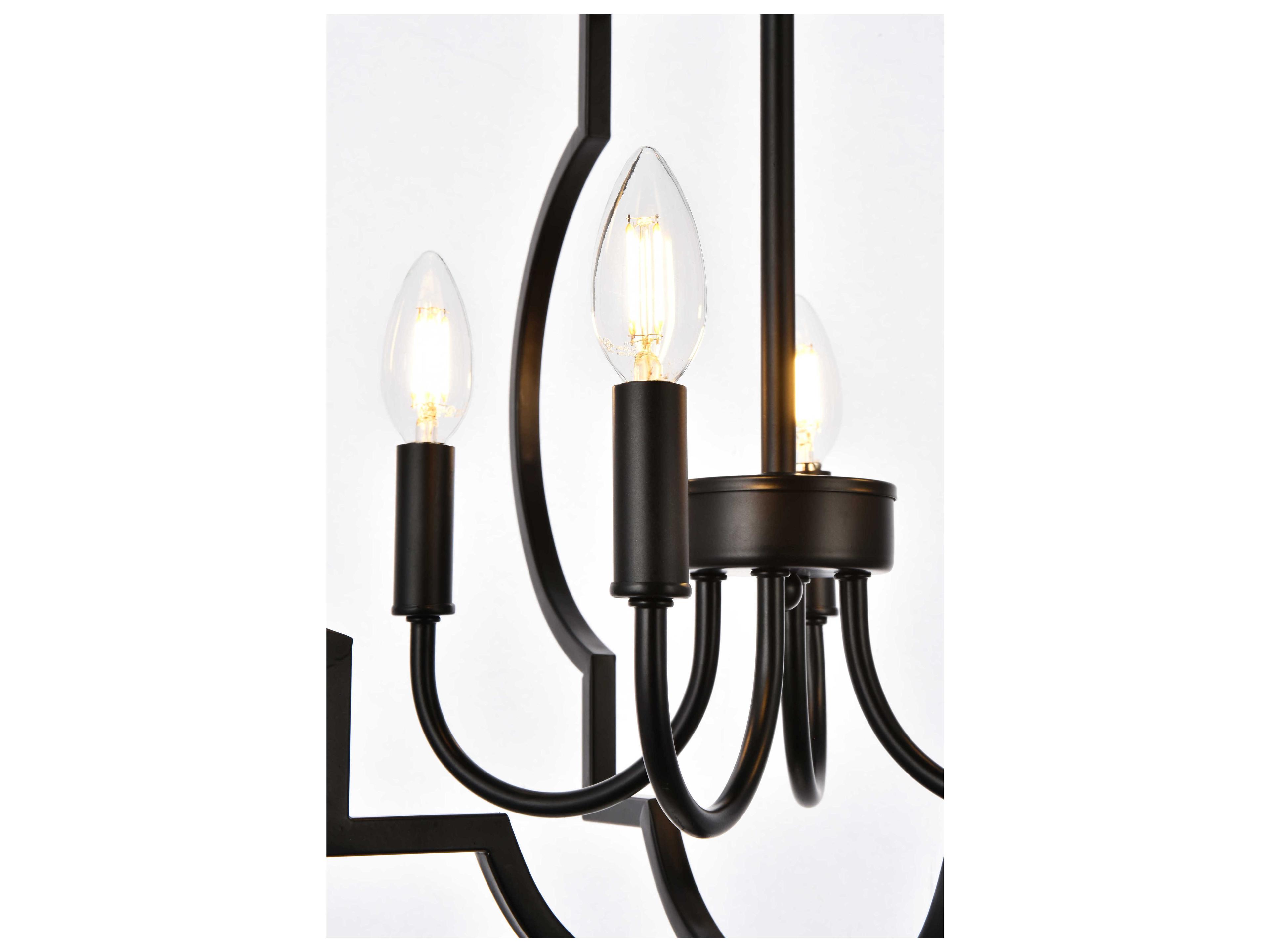 Elegant Lighting Sandara 4-Light Black Geometric Chandelier