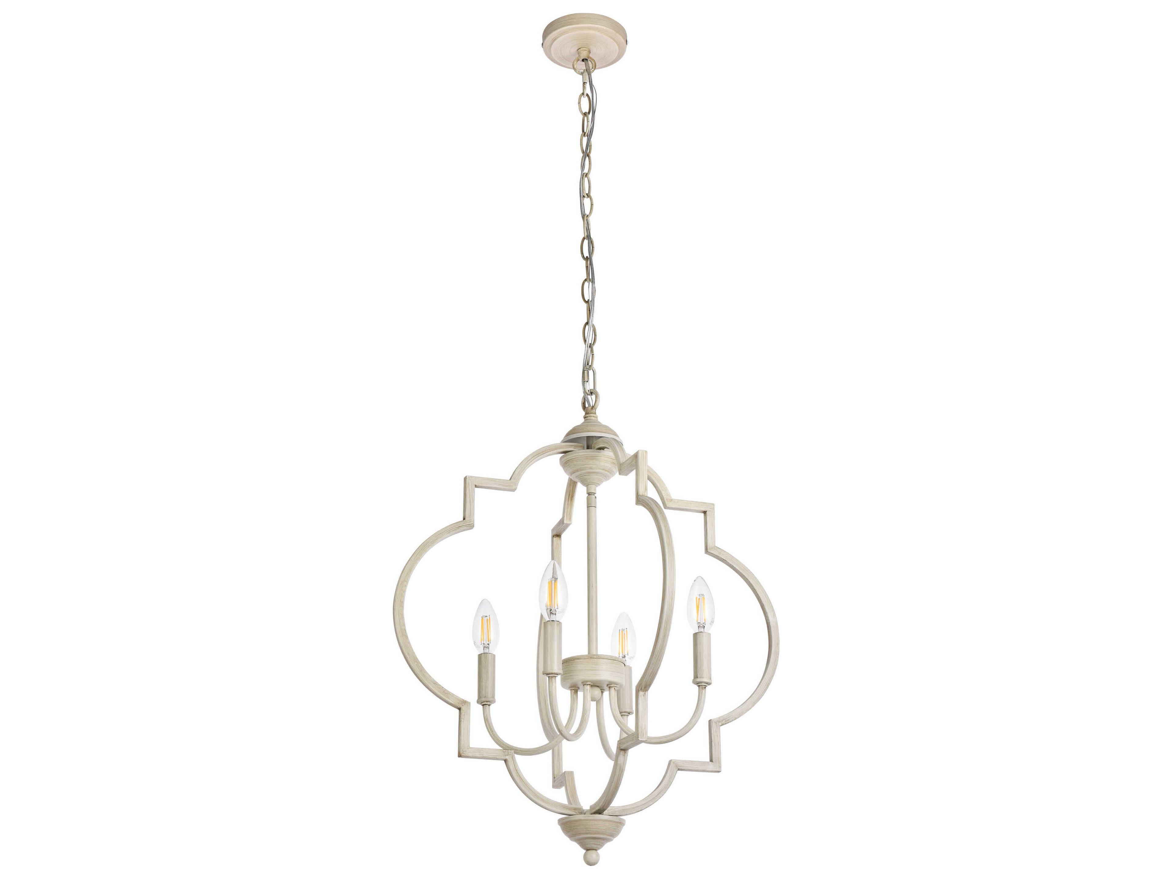 Elegant Lighting Sandara 4-Light Weathered Dove Gray Geometric Chandelier